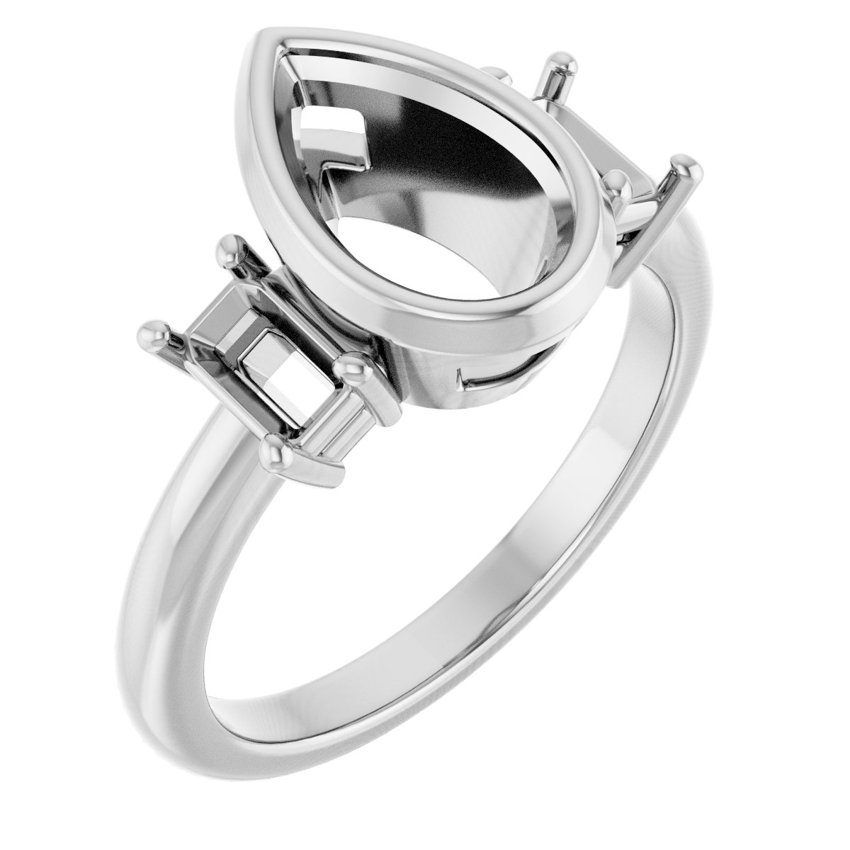 Bezel-Set Three-Stone Engagement Ring