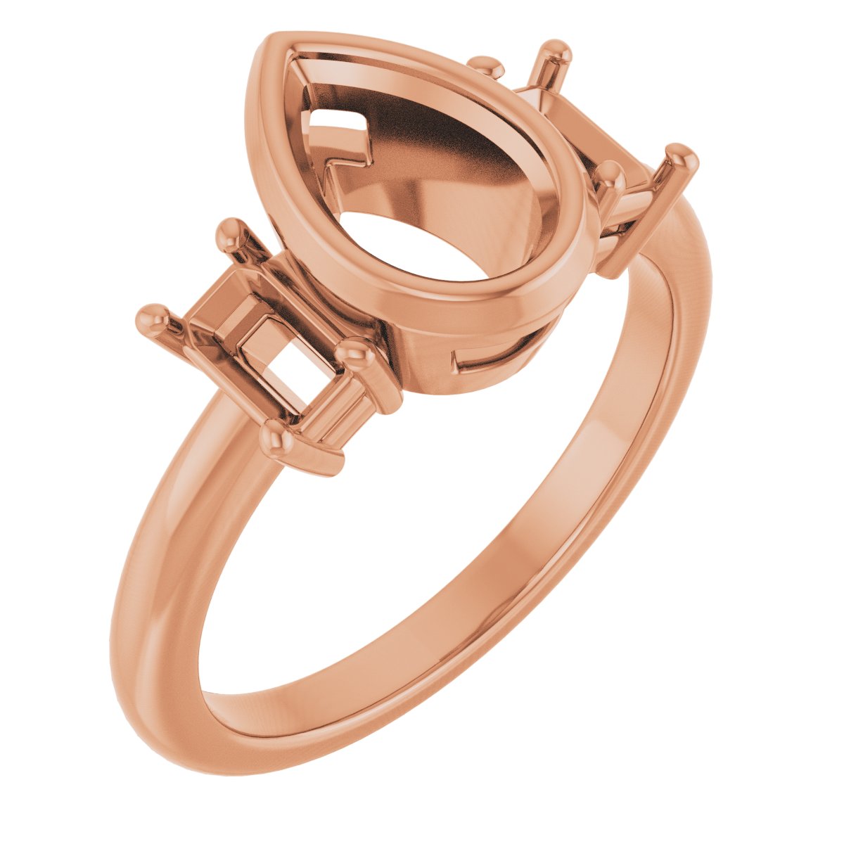 Bezel-Set Three-Stone Engagement Ring