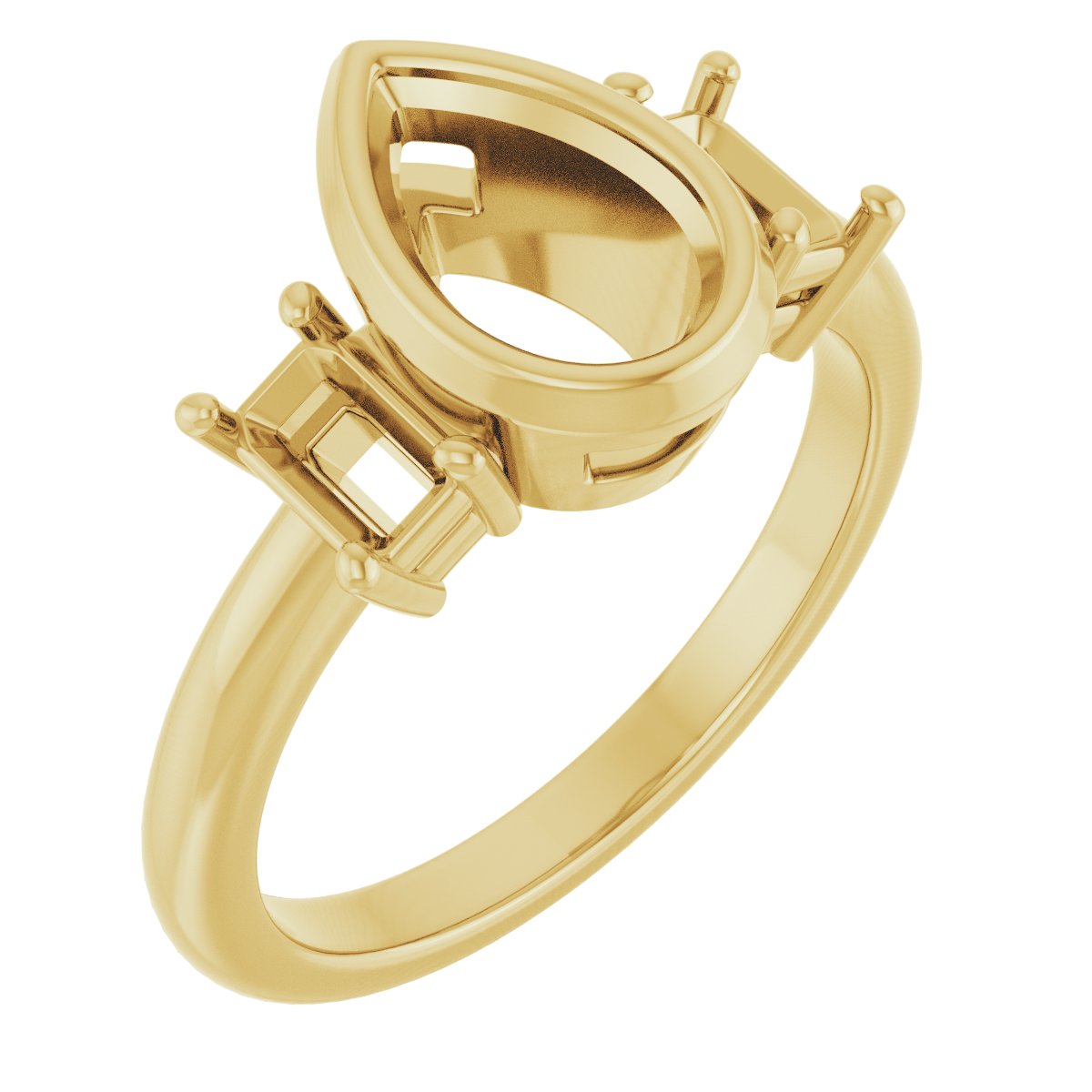 Bezel-Set Three-Stone Engagement Ring