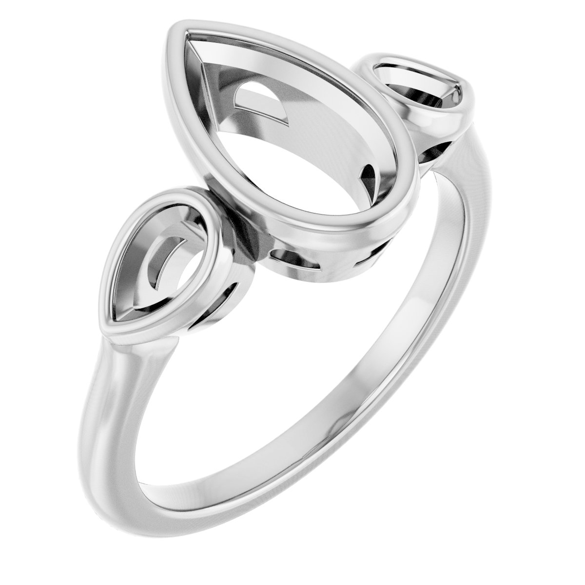 Bezel-Set Three-Stone Engagement Ring