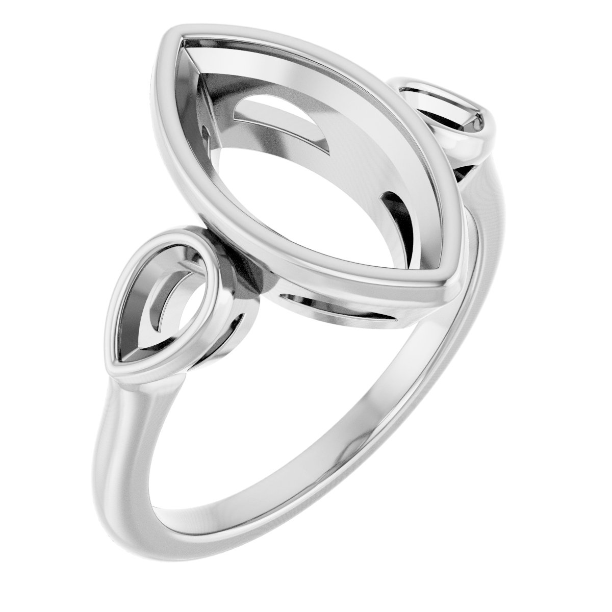 Bezel-Set Three-Stone Engagement Ring