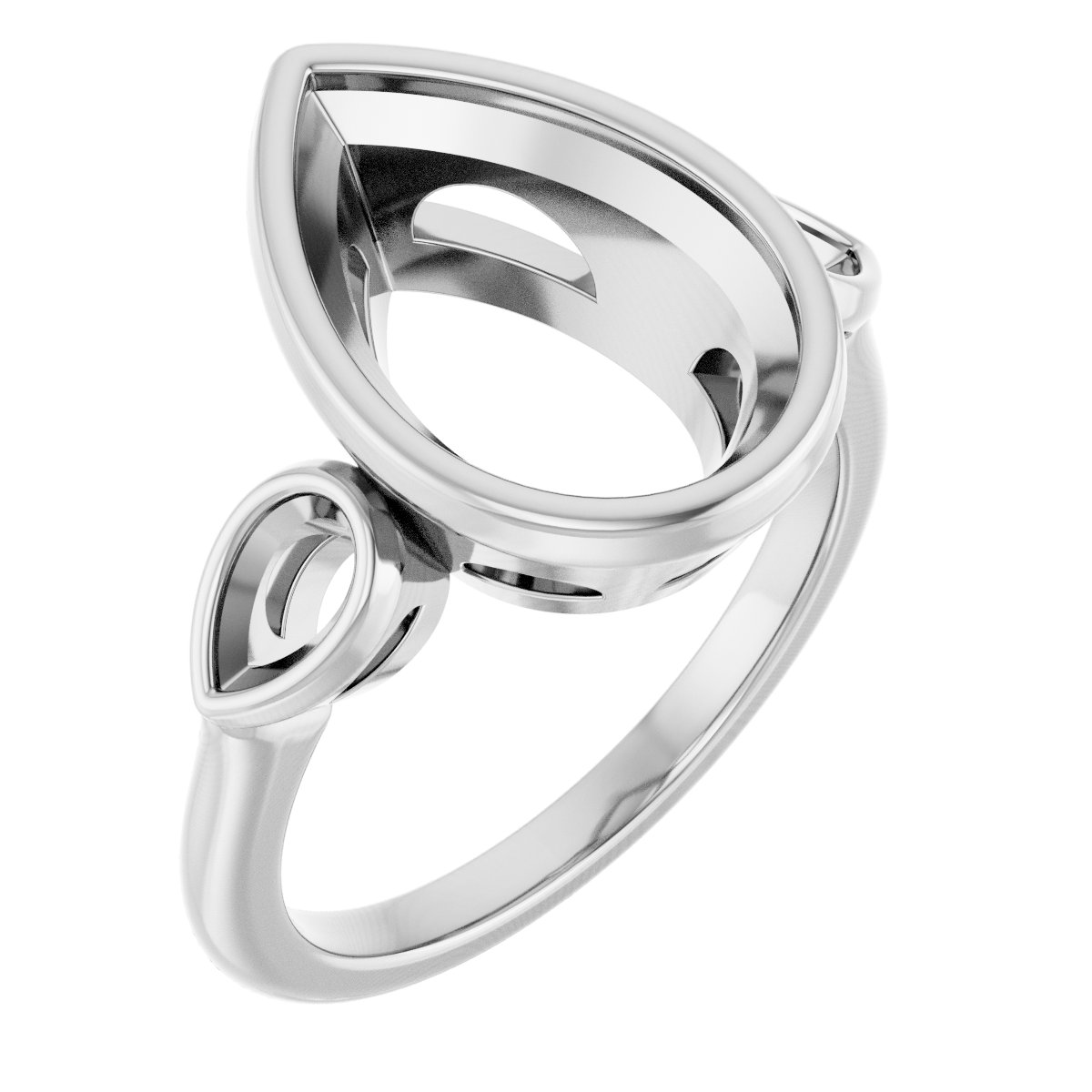 Bezel-Set Three-Stone Engagement Ring
