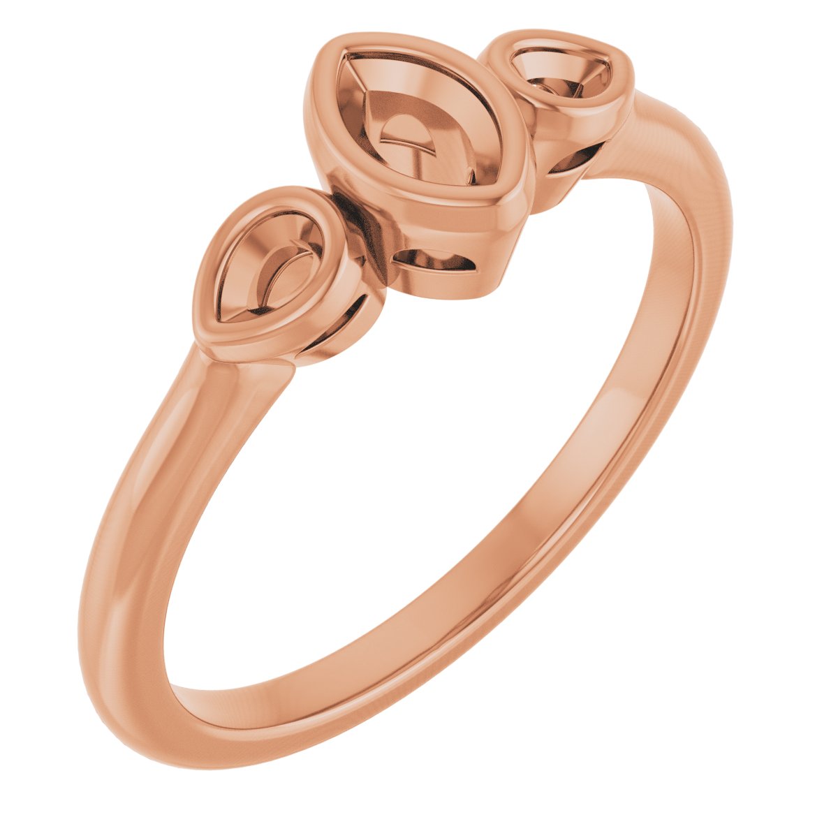 Bezel-Set Three-Stone Engagement Ring