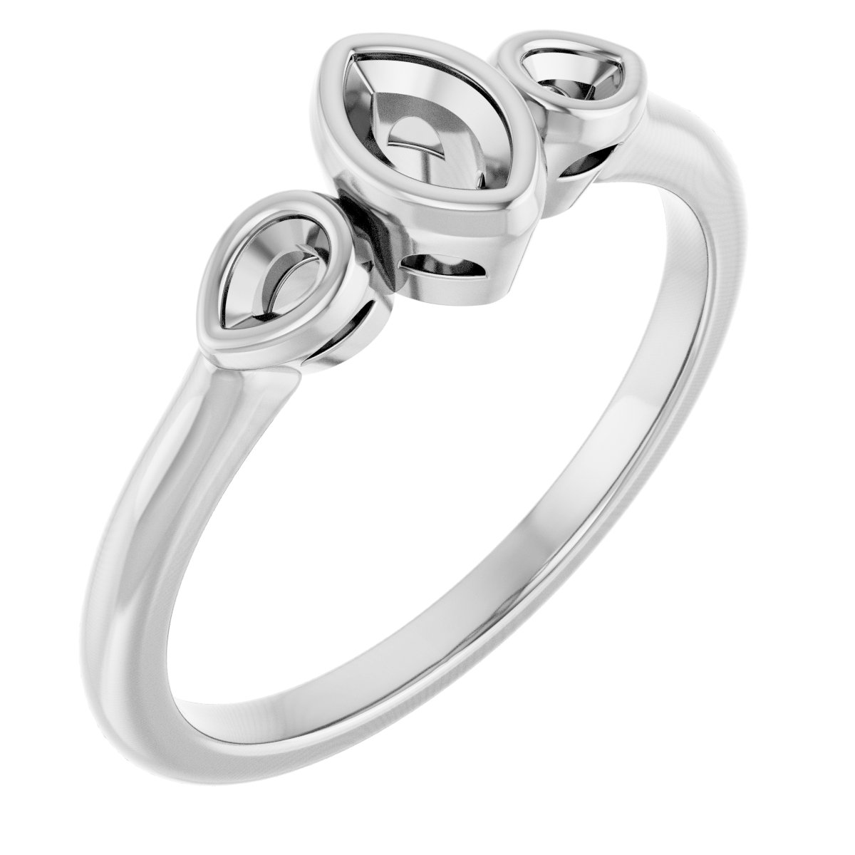 Bezel-Set Three-Stone Engagement Ring