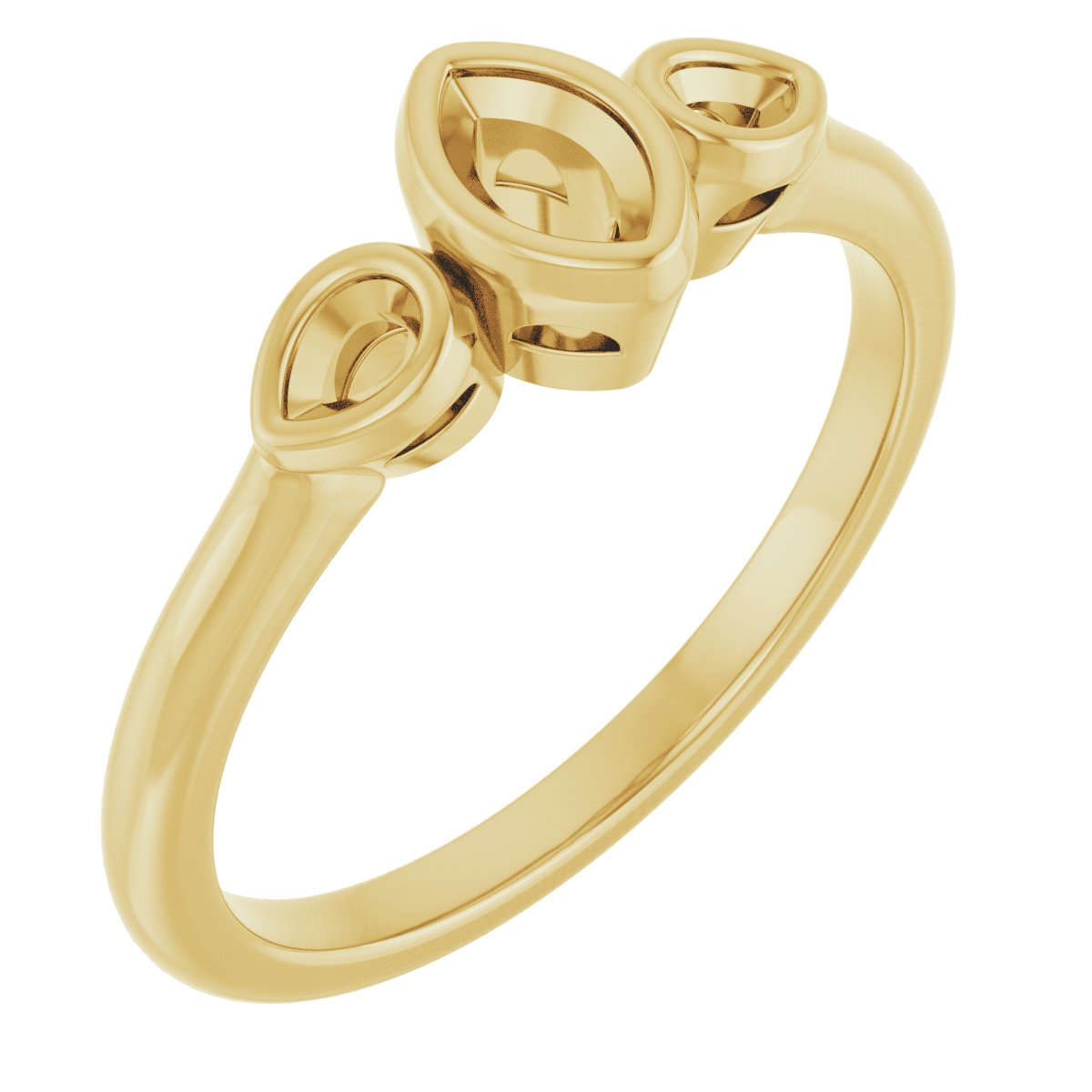 Bezel-Set Three-Stone Engagement Ring
