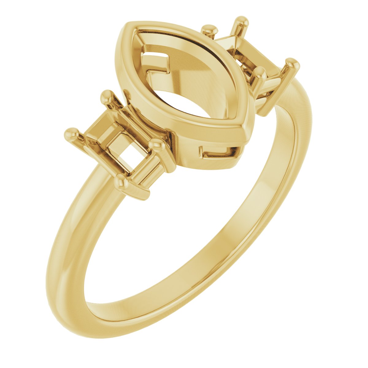 Bezel-Set Three-Stone Engagement Ring