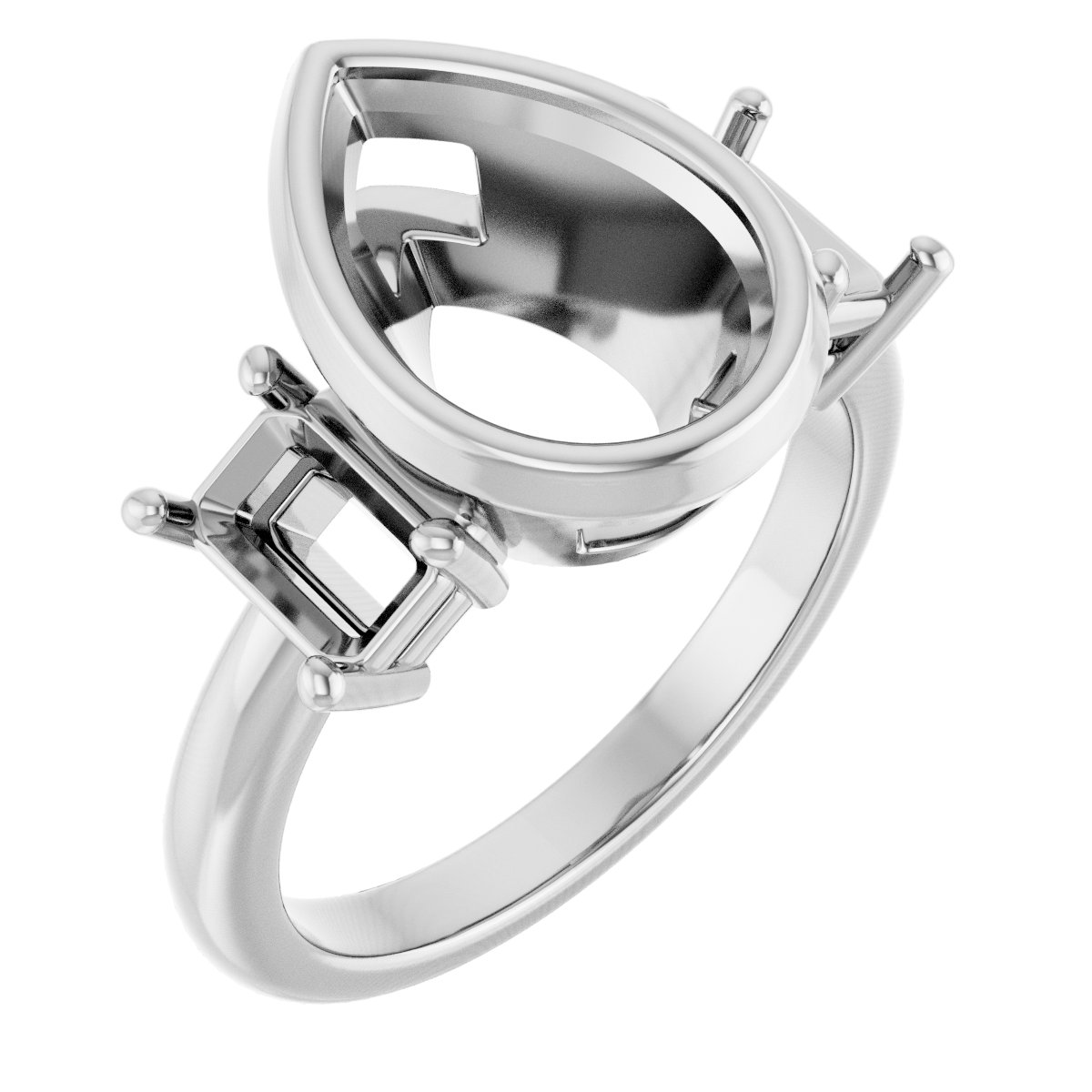 Bezel-Set Three-Stone Engagement Ring