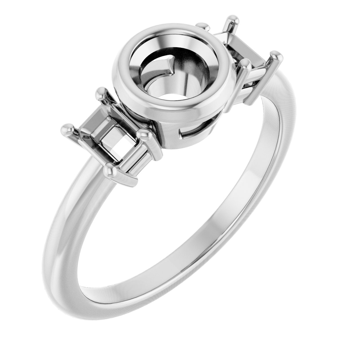 Bezel-Set Three-Stone Engagement Ring