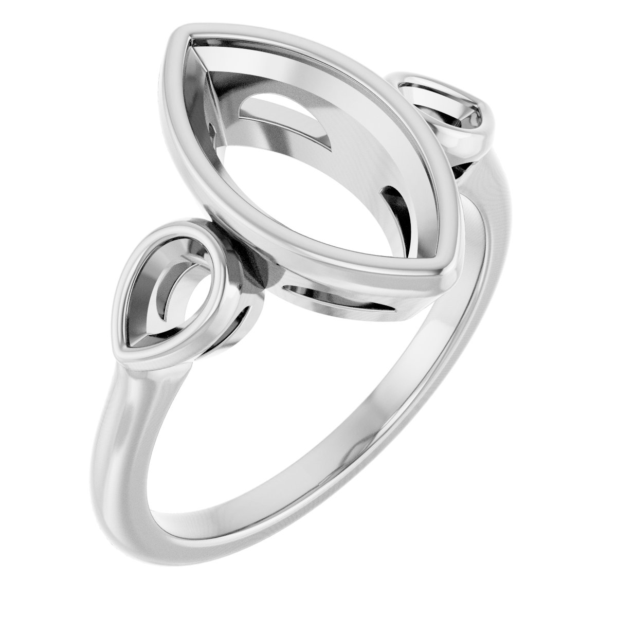 Bezel-Set Three-Stone Engagement Ring