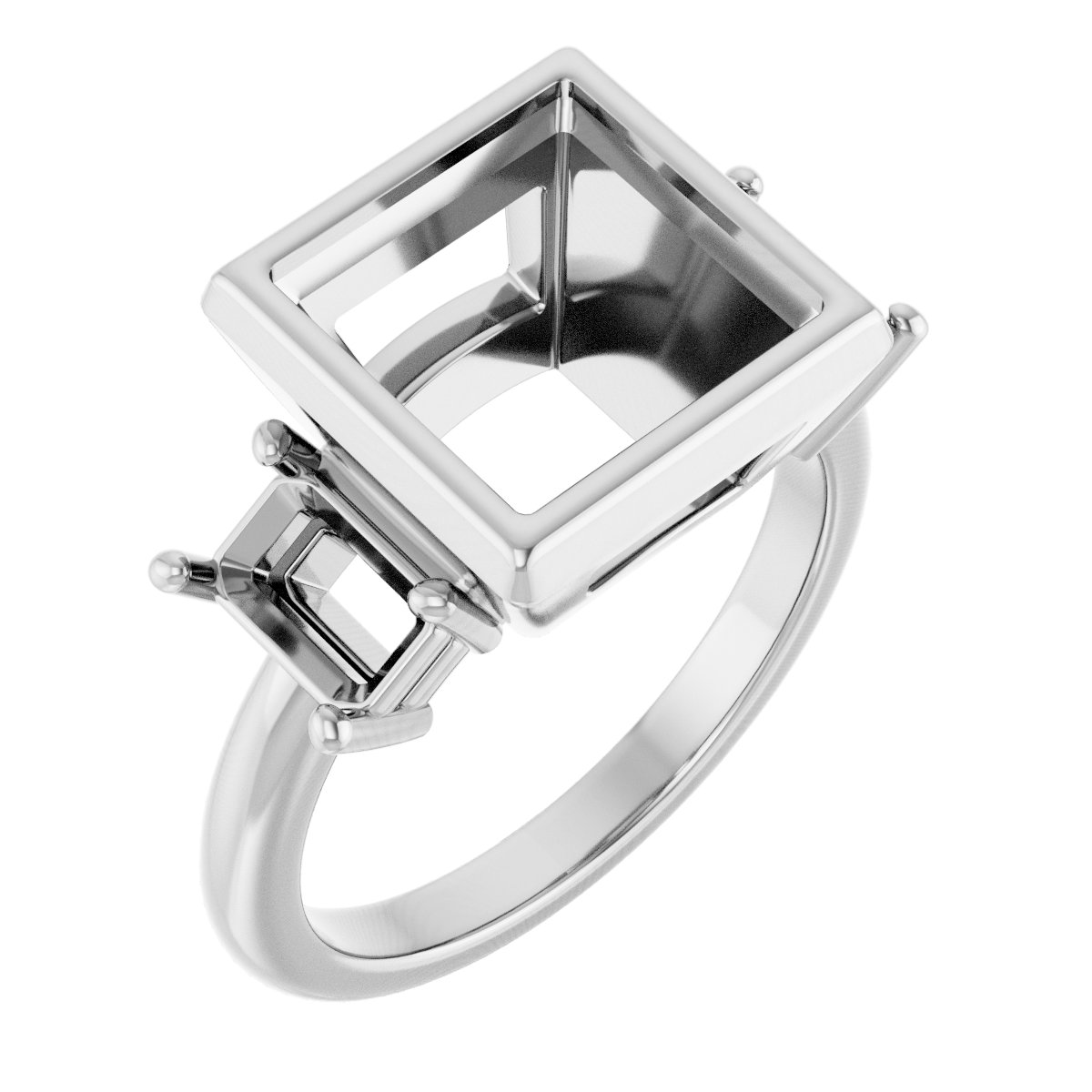 Bezel-Set Three-Stone Engagement Ring