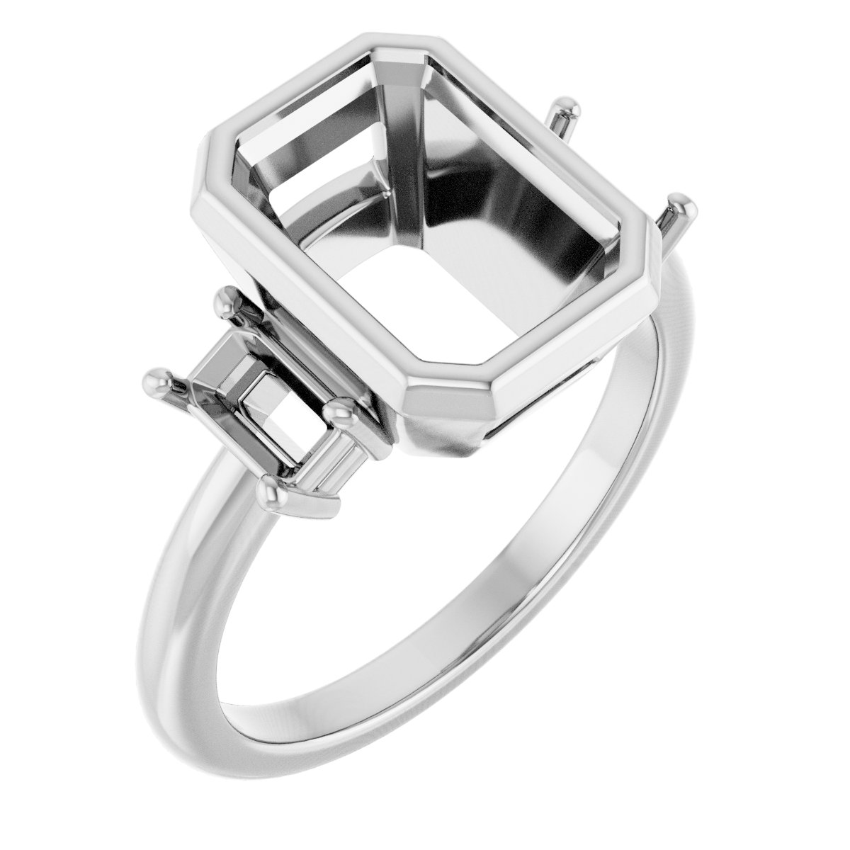 Bezel-Set Three-Stone Engagement Ring