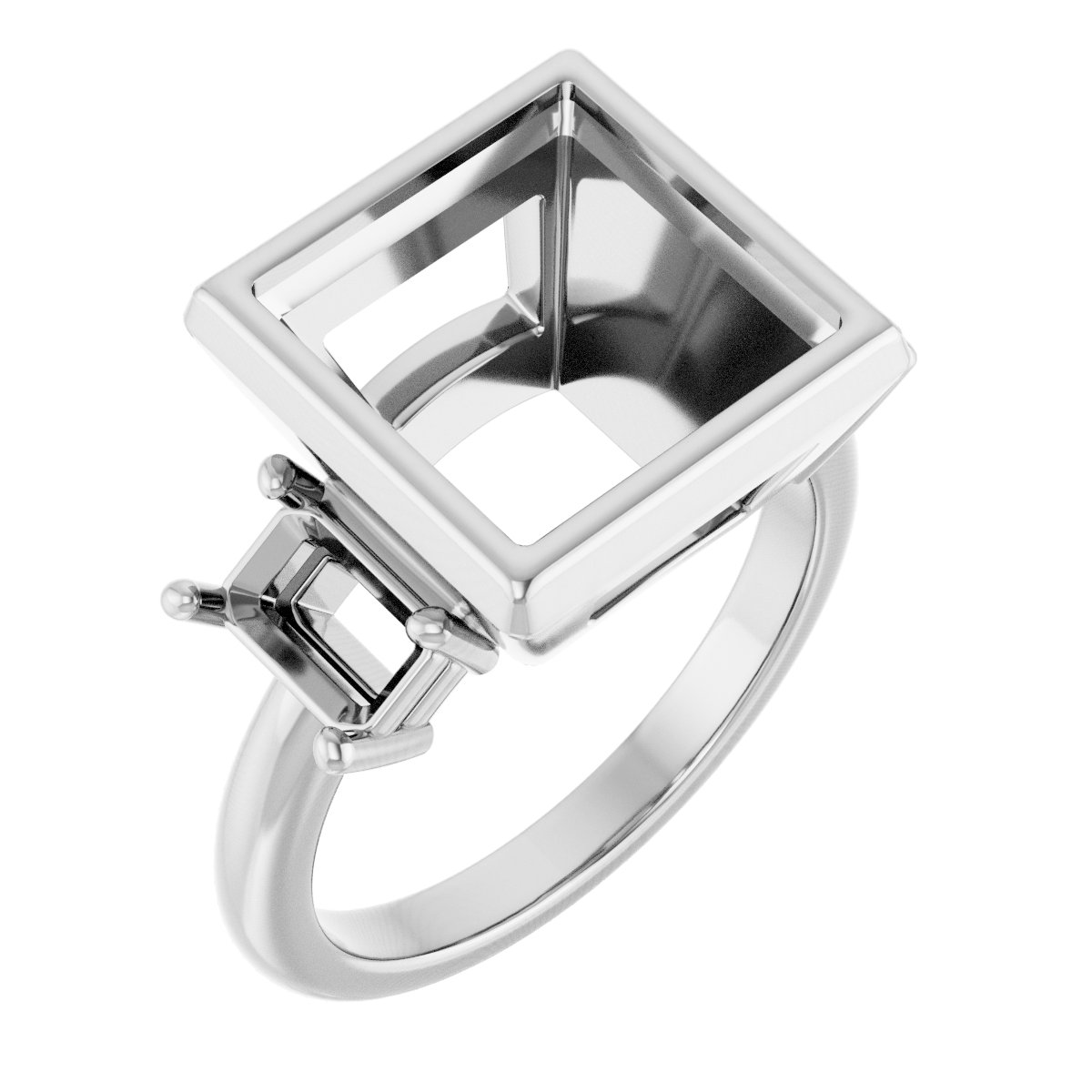Bezel-Set Three-Stone Engagement Ring