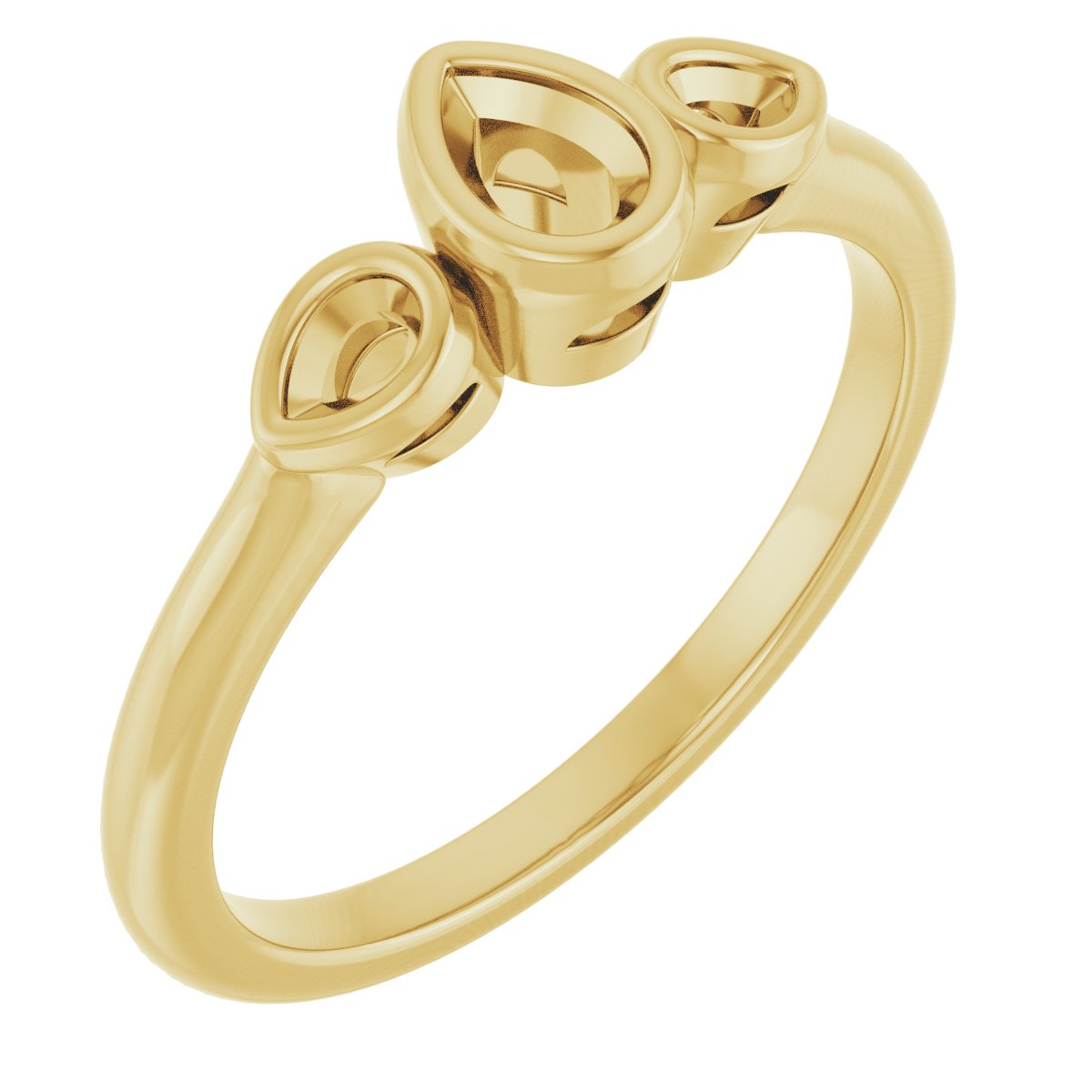 Bezel-Set Three-Stone Engagement Ring