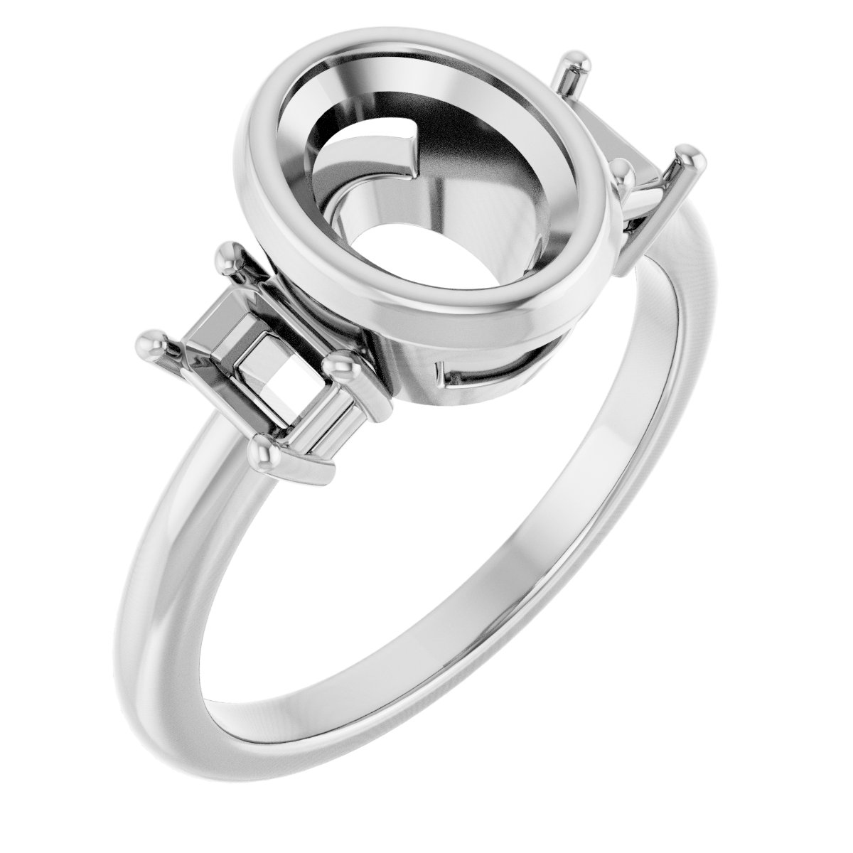 Bezel-Set Three-Stone Engagement Ring