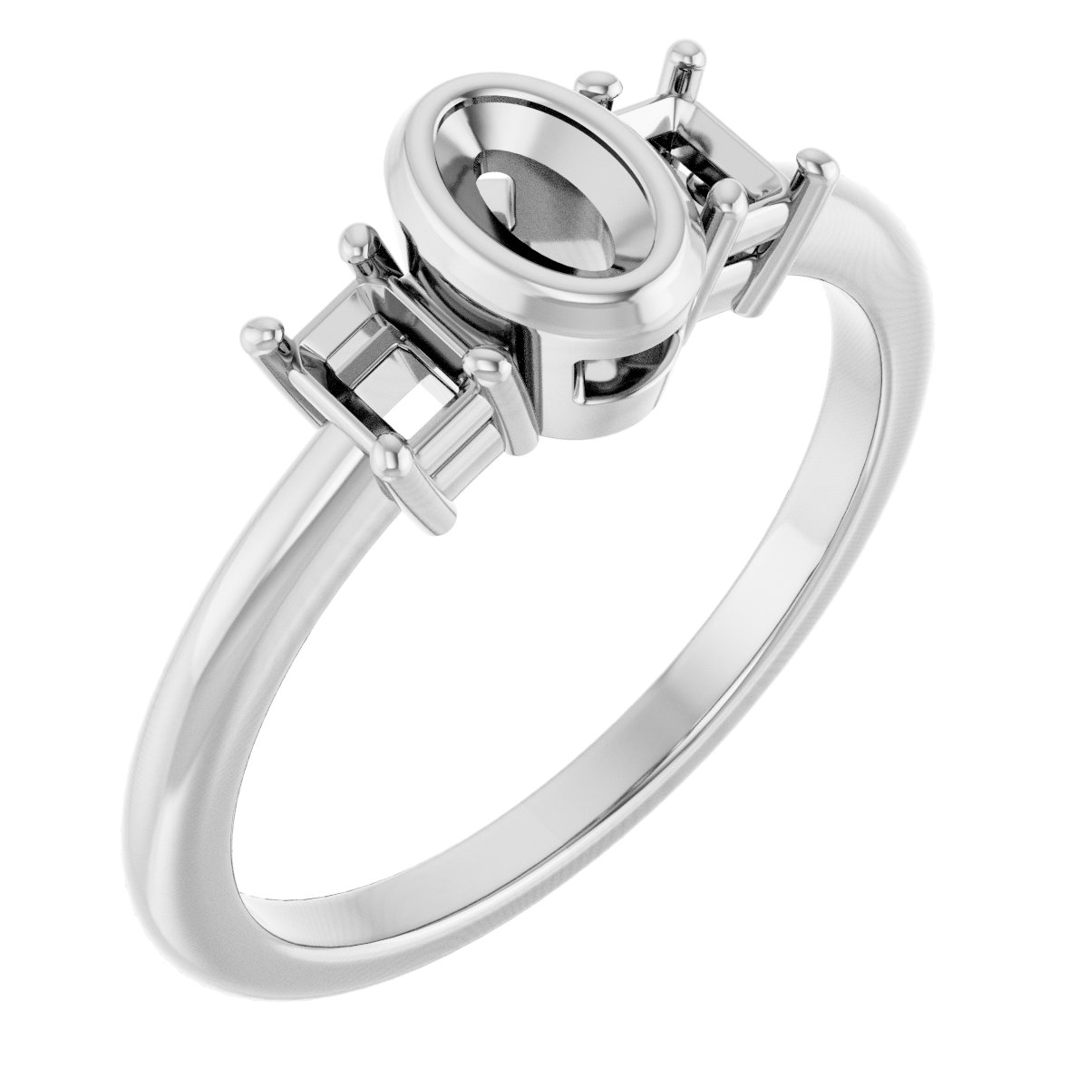 Bezel-Set Three-Stone Engagement Ring