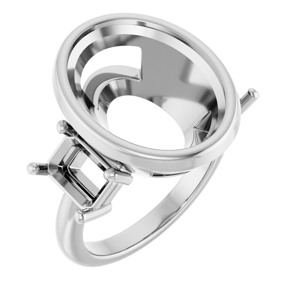 Bezel-Set Three-Stone Engagement Ring