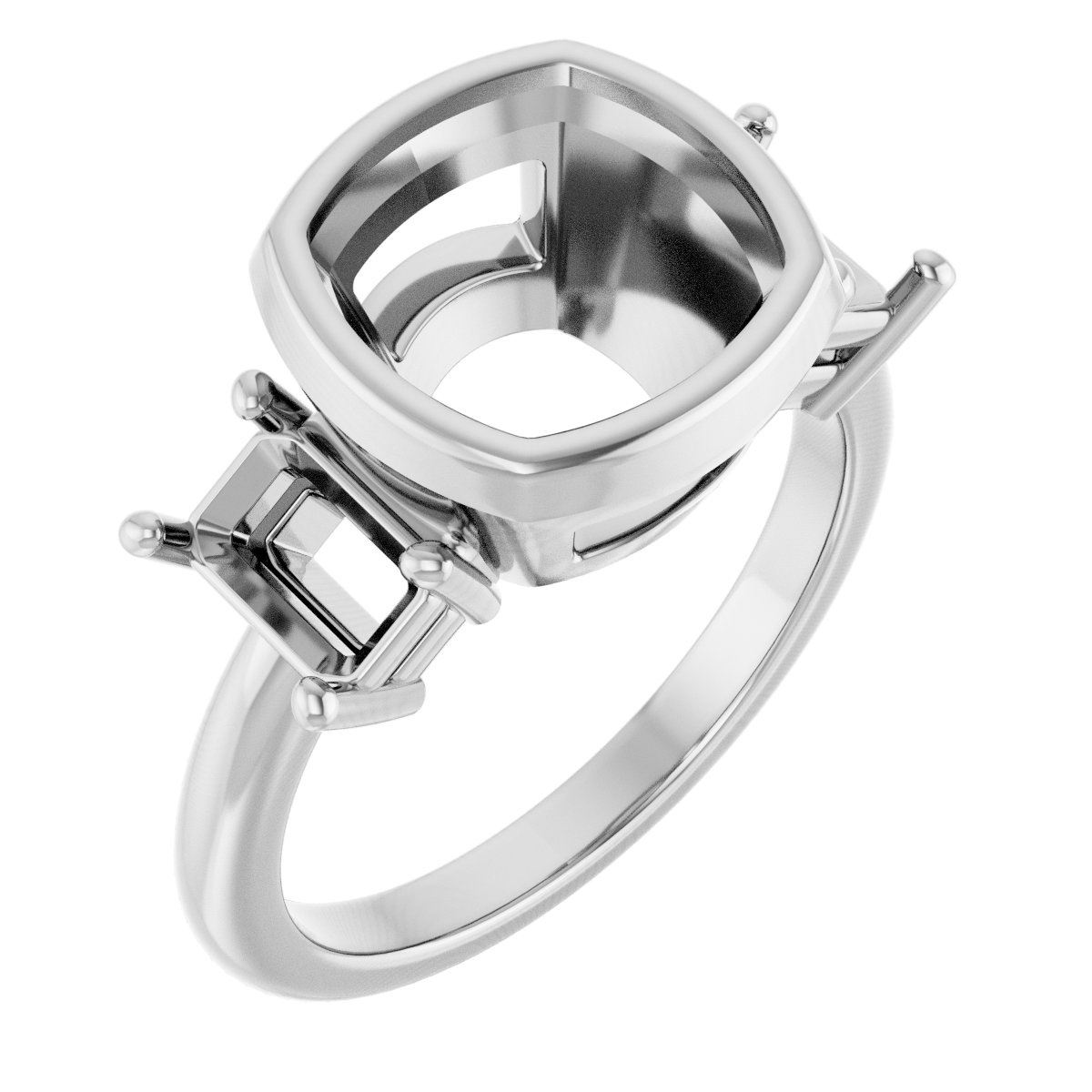 Bezel-Set Three-Stone Engagement Ring