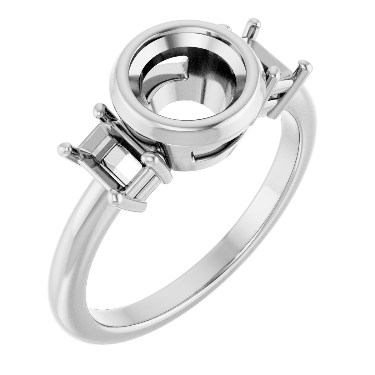 Bezel-Set Three-Stone Engagement Ring
