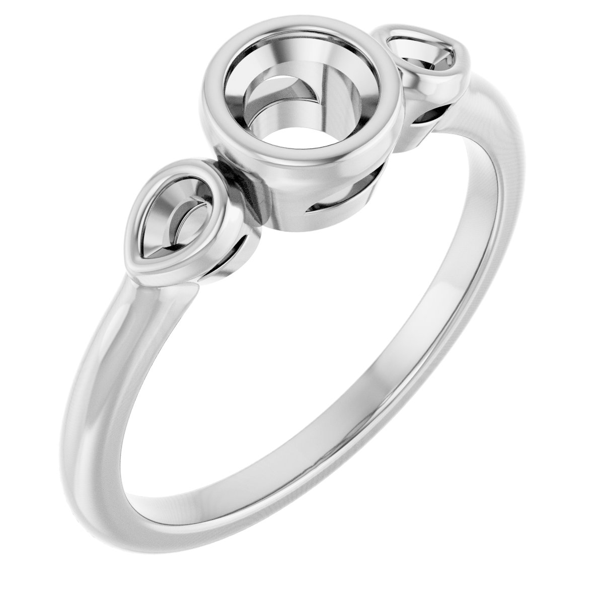 Bezel-Set Three-Stone Engagement Ring