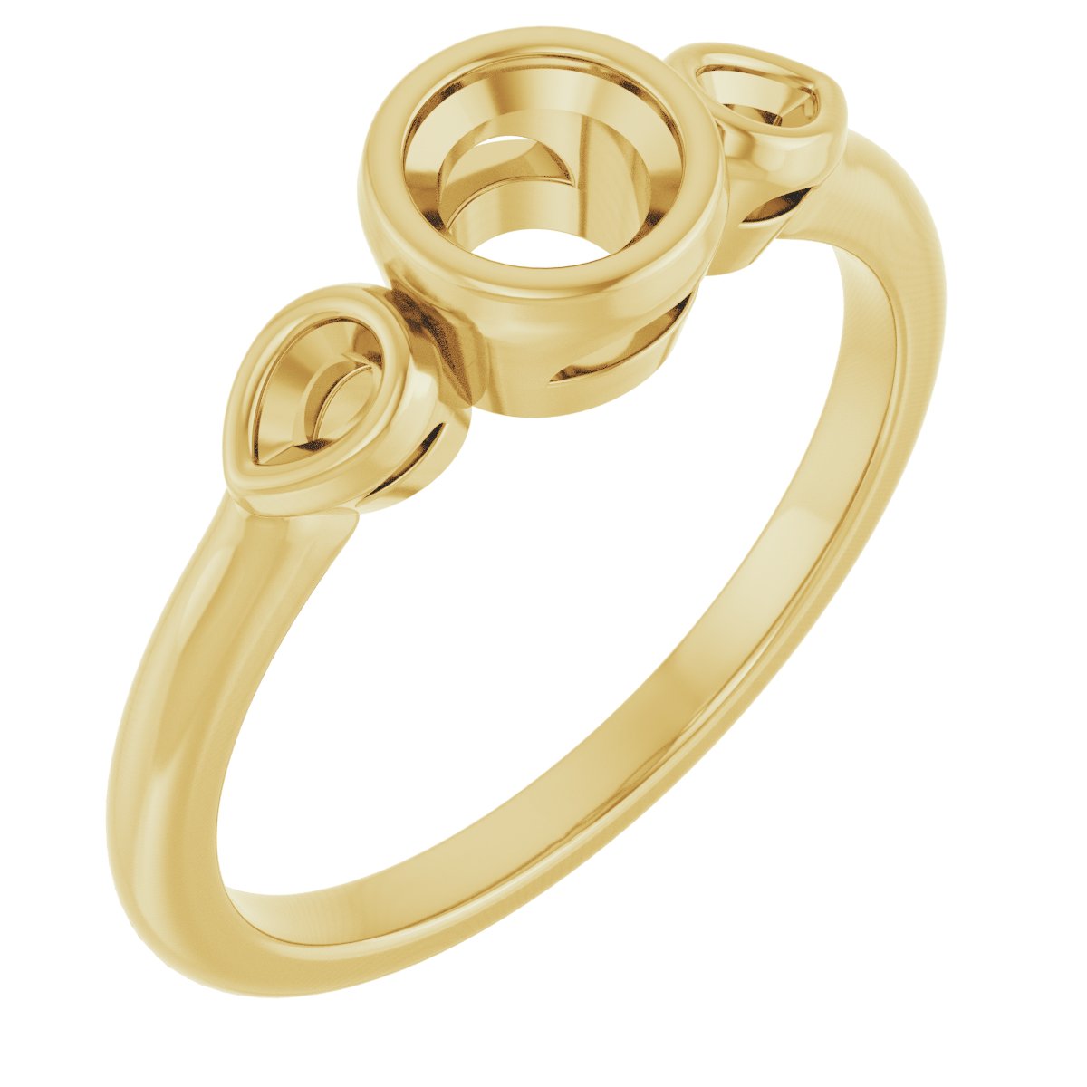 Bezel-Set Three-Stone Engagement Ring