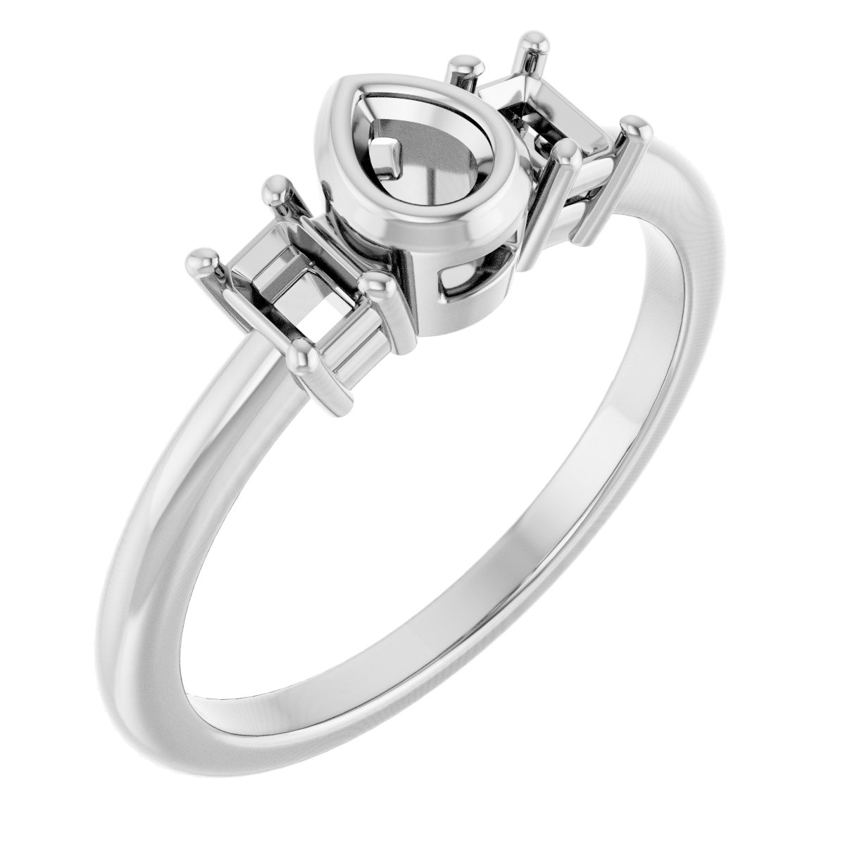 Bezel-Set Three-Stone Engagement Ring