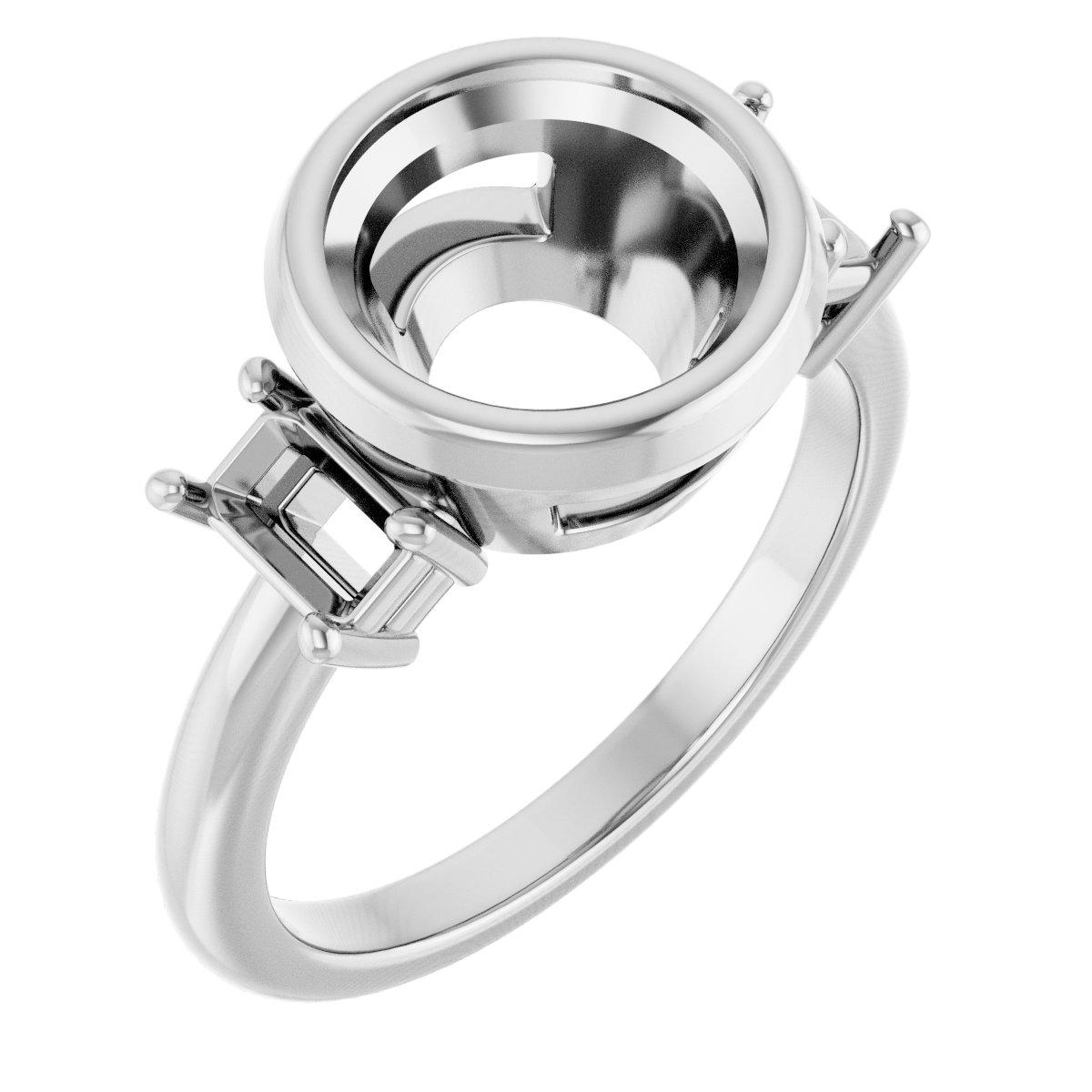 Bezel-Set Three-Stone Engagement Ring