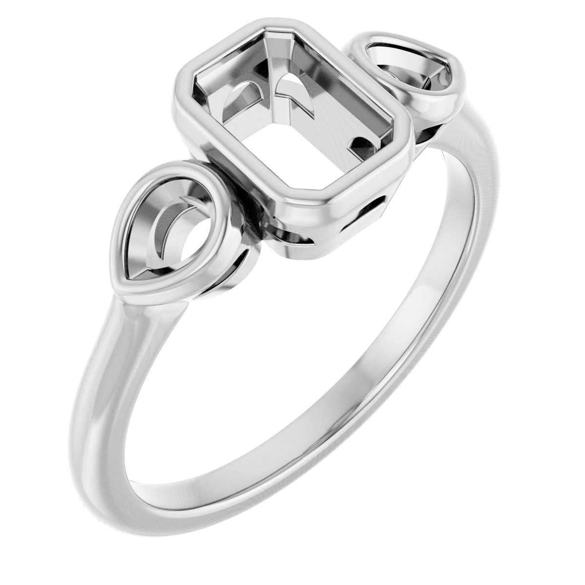 Bezel-Set Three-Stone Engagement Ring