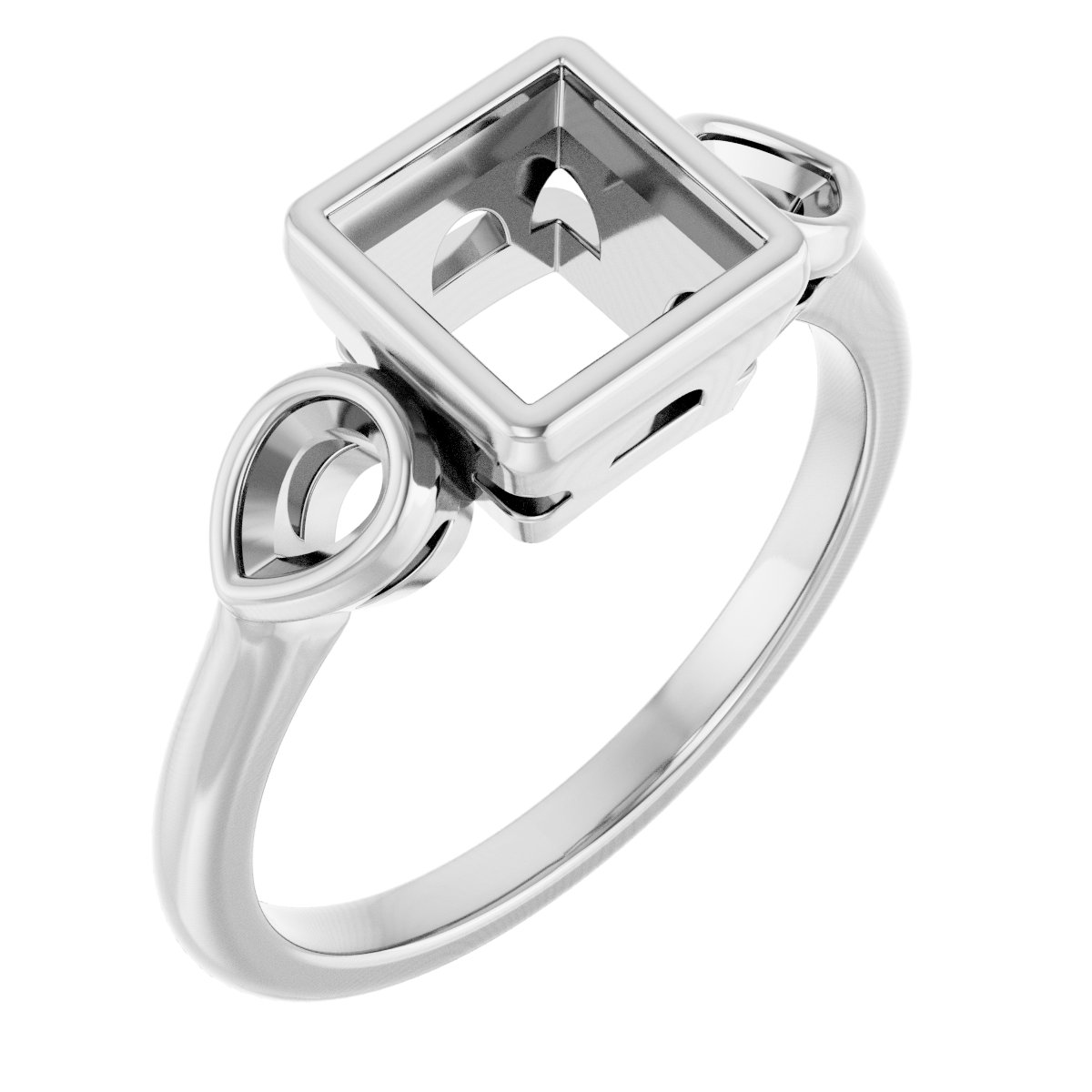 Bezel-Set Three-Stone Engagement Ring