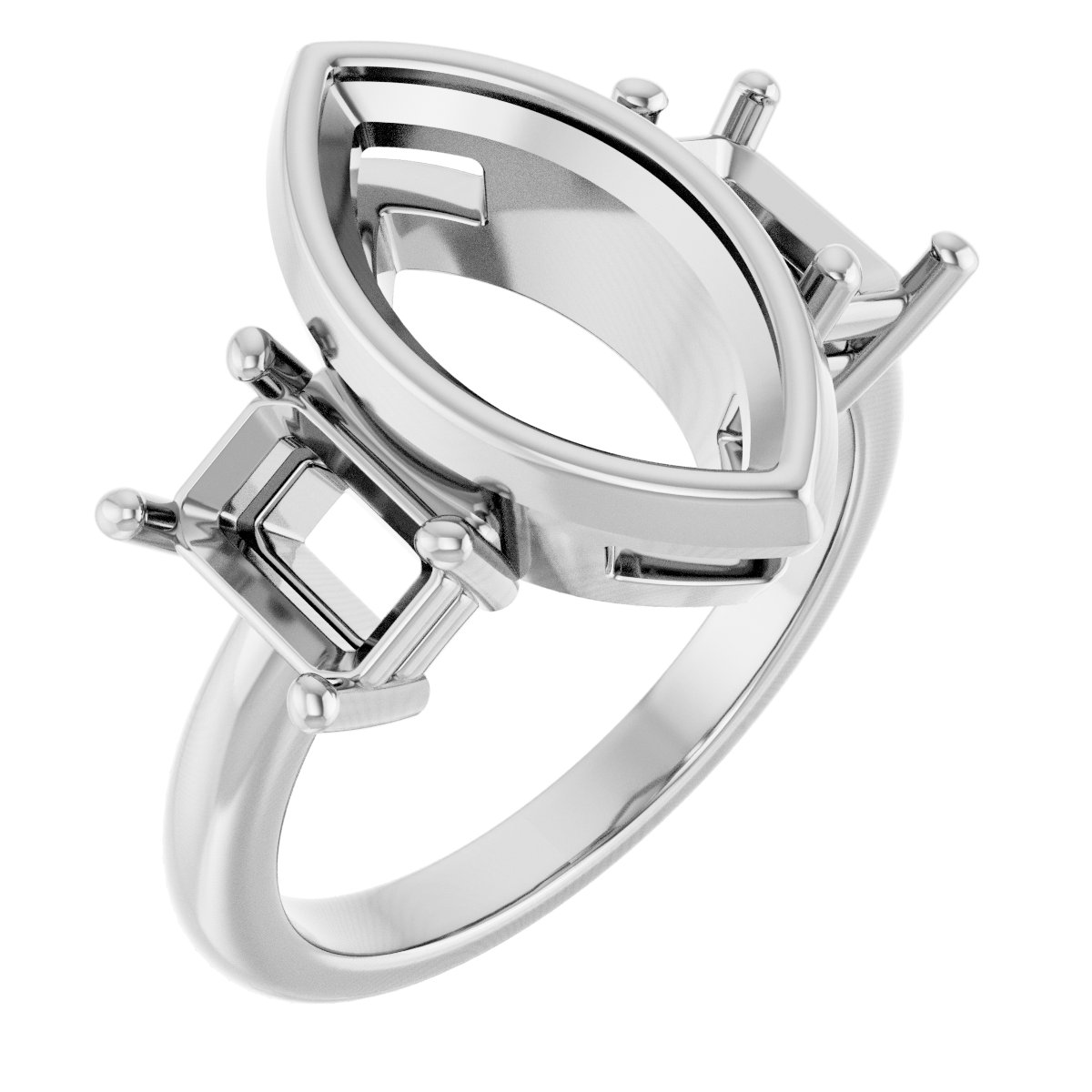 Bezel-Set Three-Stone Engagement Ring