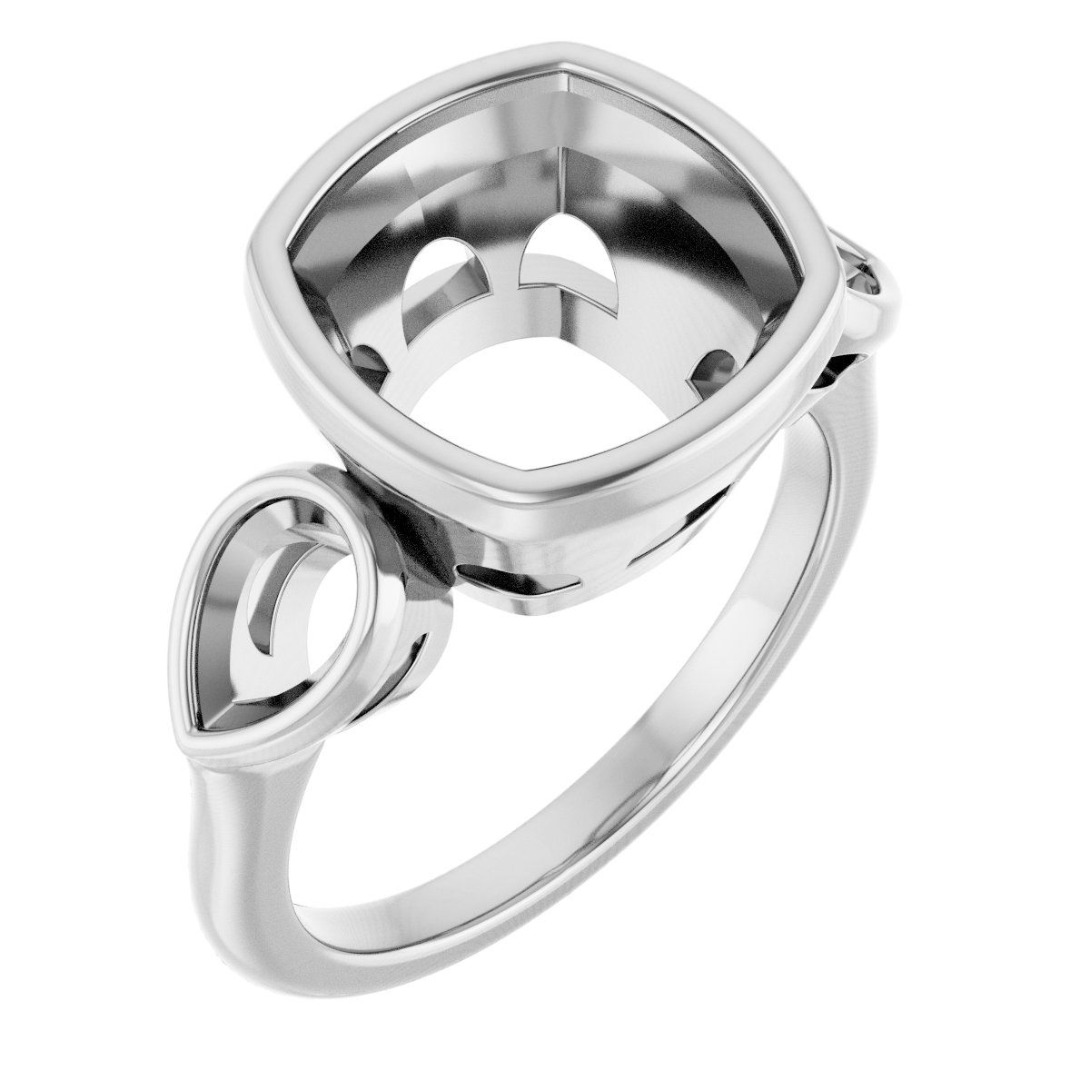 Bezel-Set Three-Stone Engagement Ring