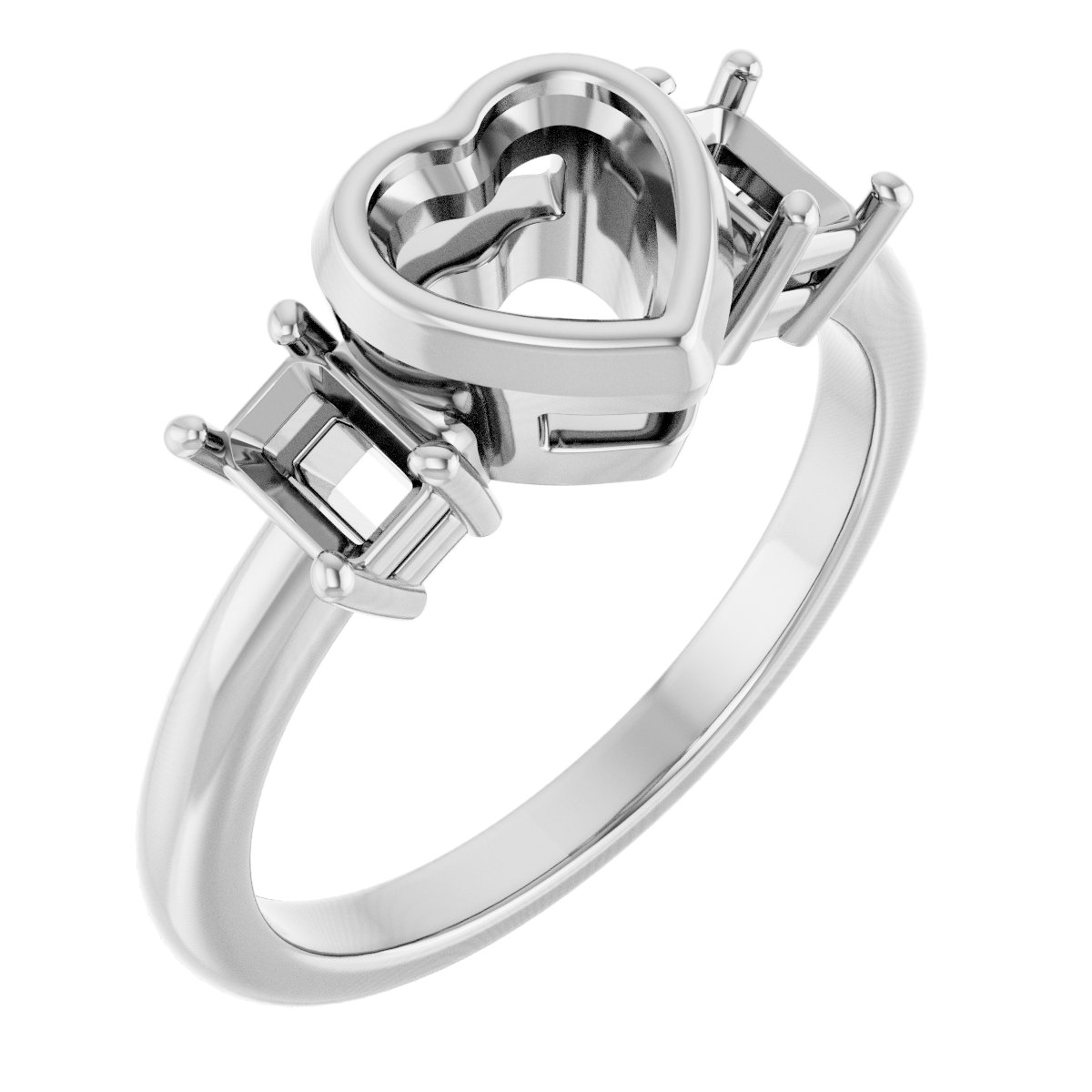 Bezel-Set Three-Stone Engagement Ring