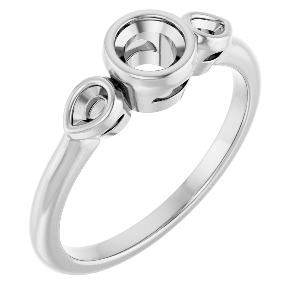 Bezel-Set Three-Stone Engagement Ring