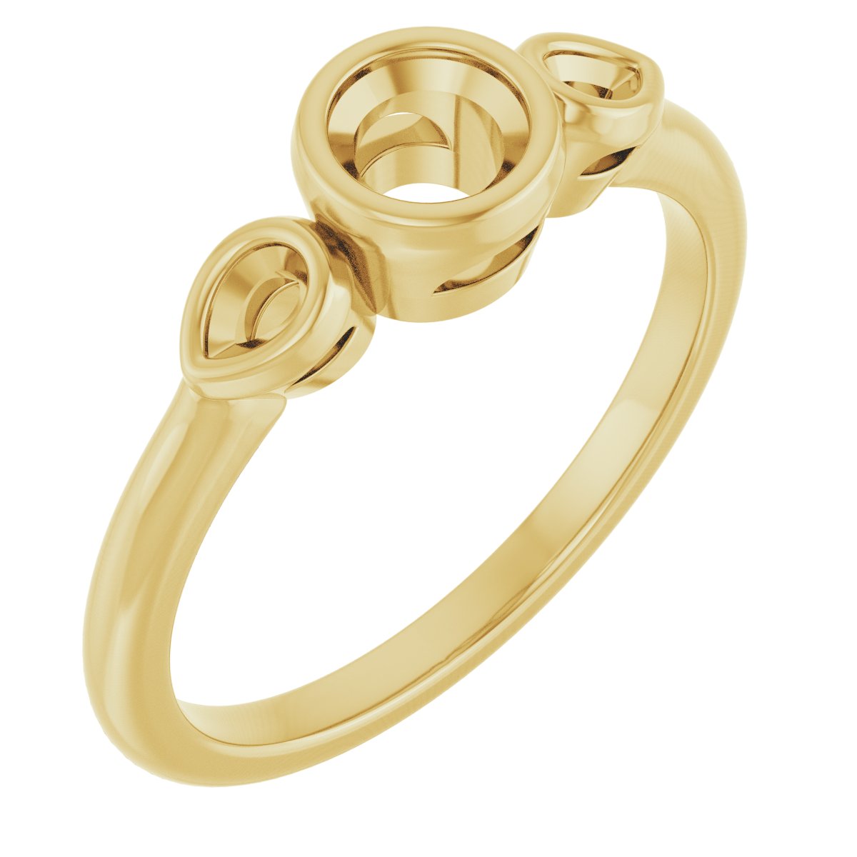 Bezel-Set Three-Stone Engagement Ring