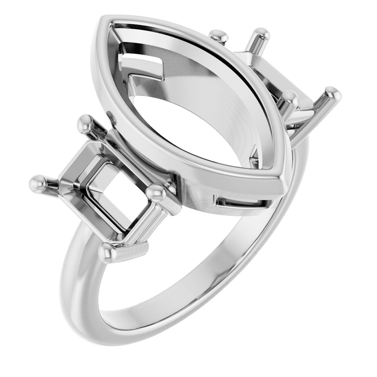 Bezel-Set Three-Stone Engagement Ring