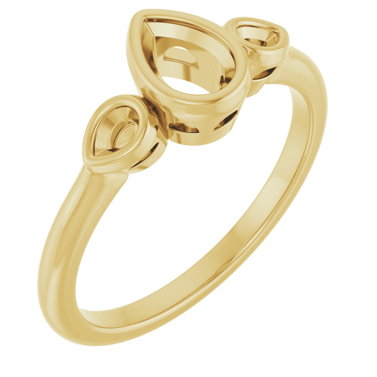 Bezel-Set Three-Stone Engagement Ring