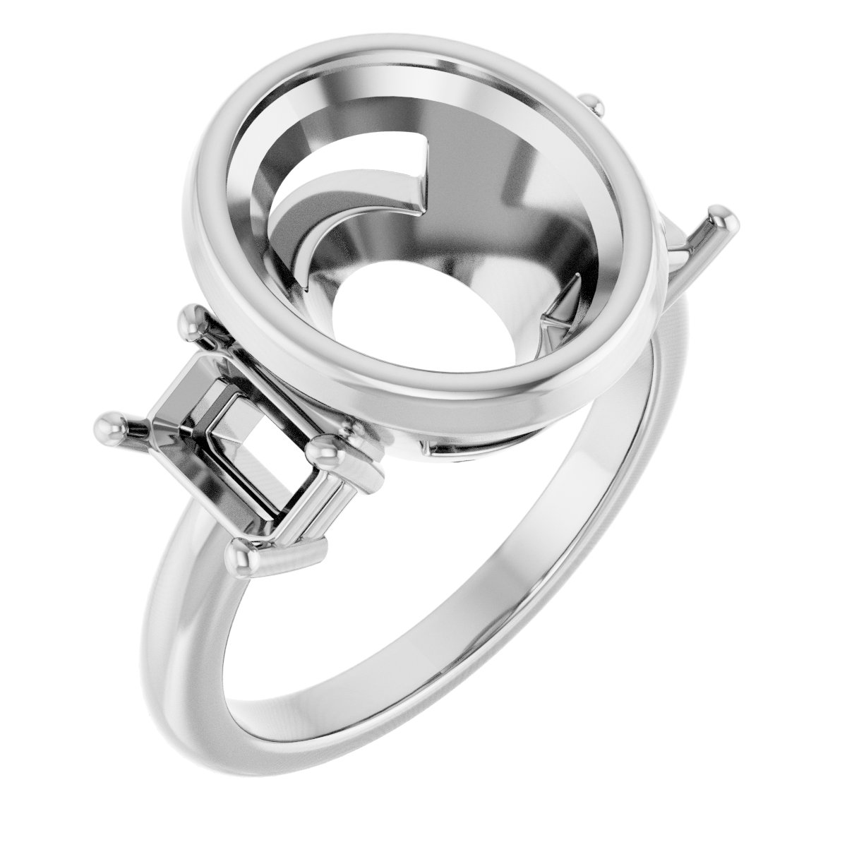 Bezel-Set Three-Stone Engagement Ring