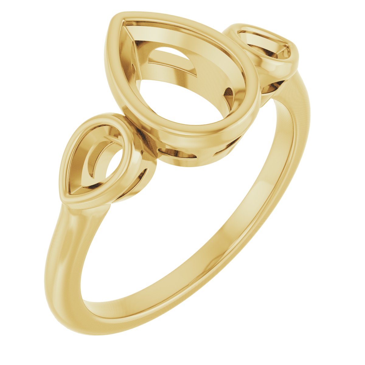 Bezel-Set Three-Stone Engagement Ring