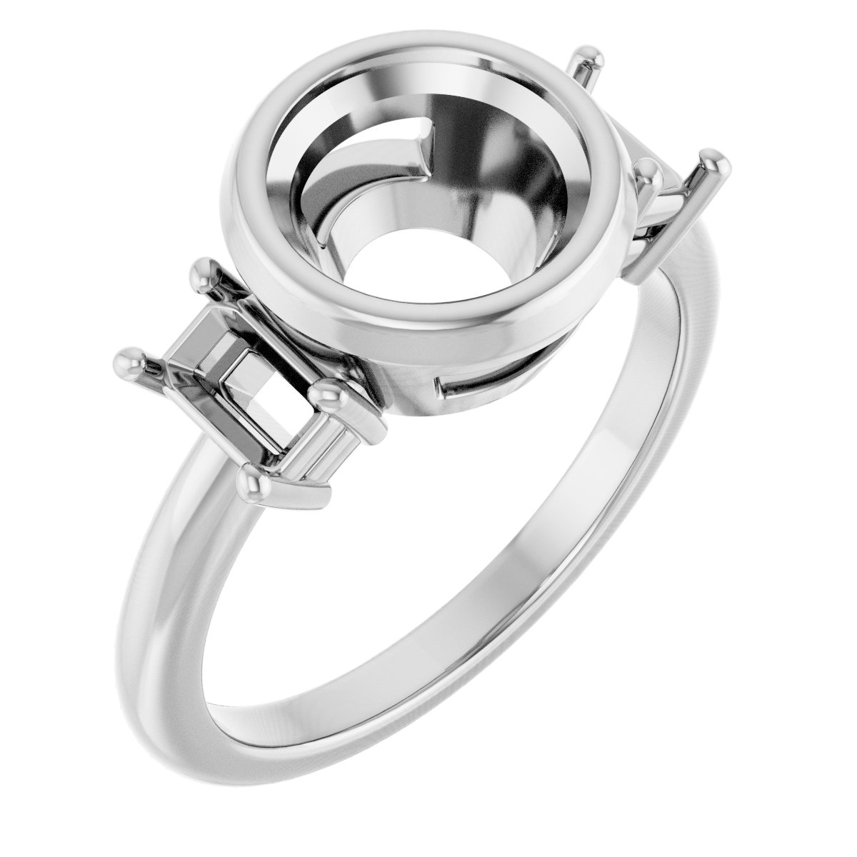 Bezel-Set Three-Stone Engagement Ring
