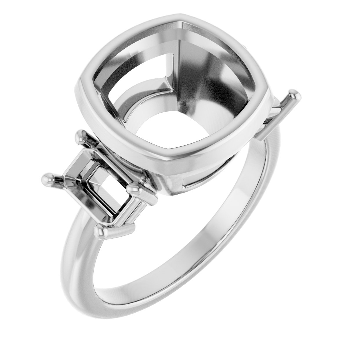 Bezel-Set Three-Stone Engagement Ring