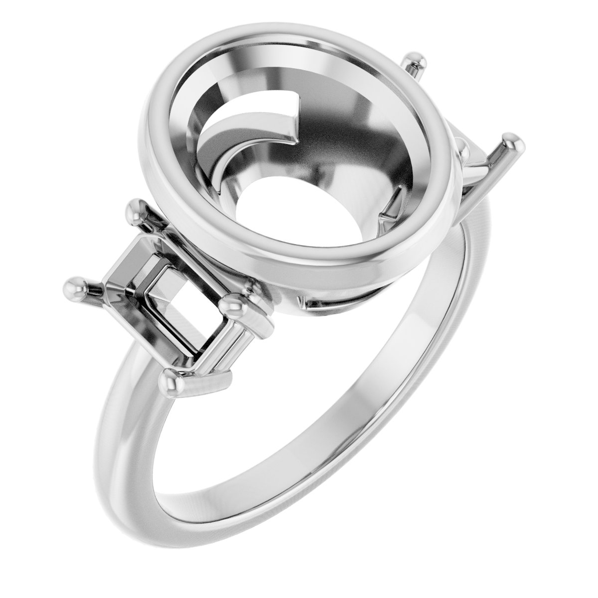 Bezel-Set Three-Stone Engagement Ring