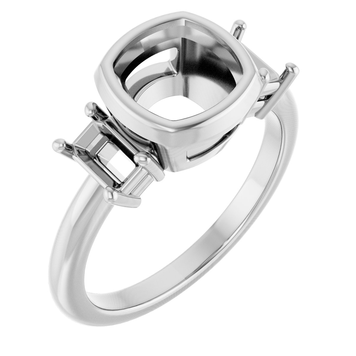 Bezel-Set Three-Stone Engagement Ring