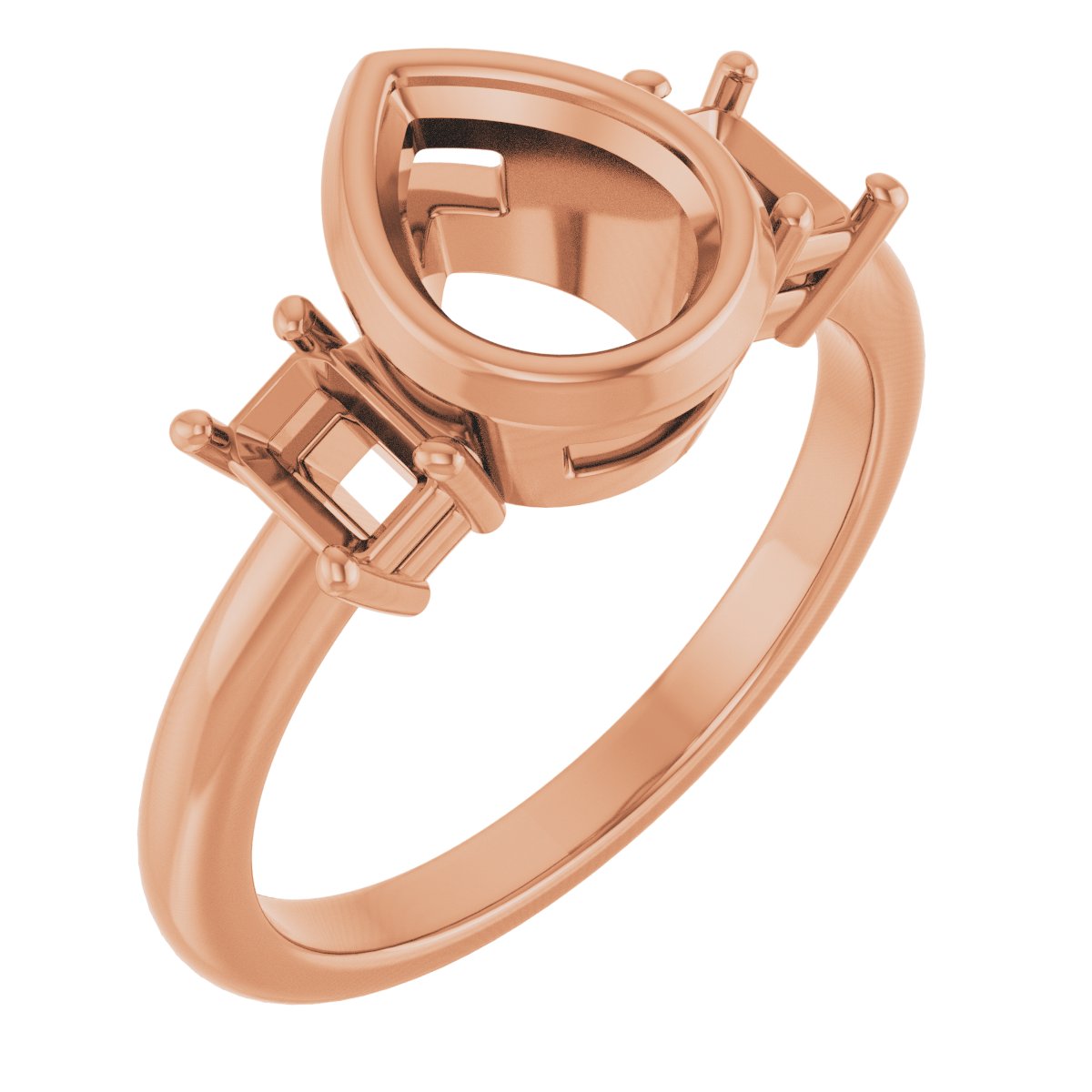 Bezel-Set Three-Stone Engagement Ring