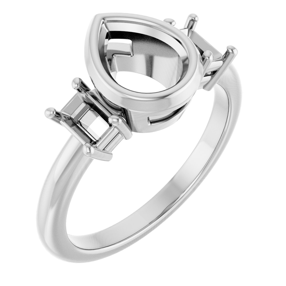 Bezel-Set Three-Stone Engagement Ring