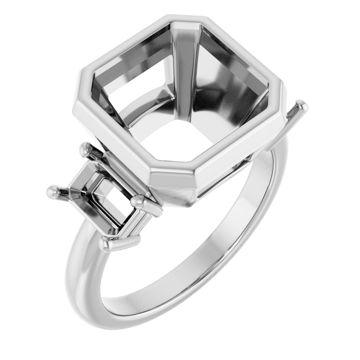 Bezel-Set Three-Stone Engagement Ring