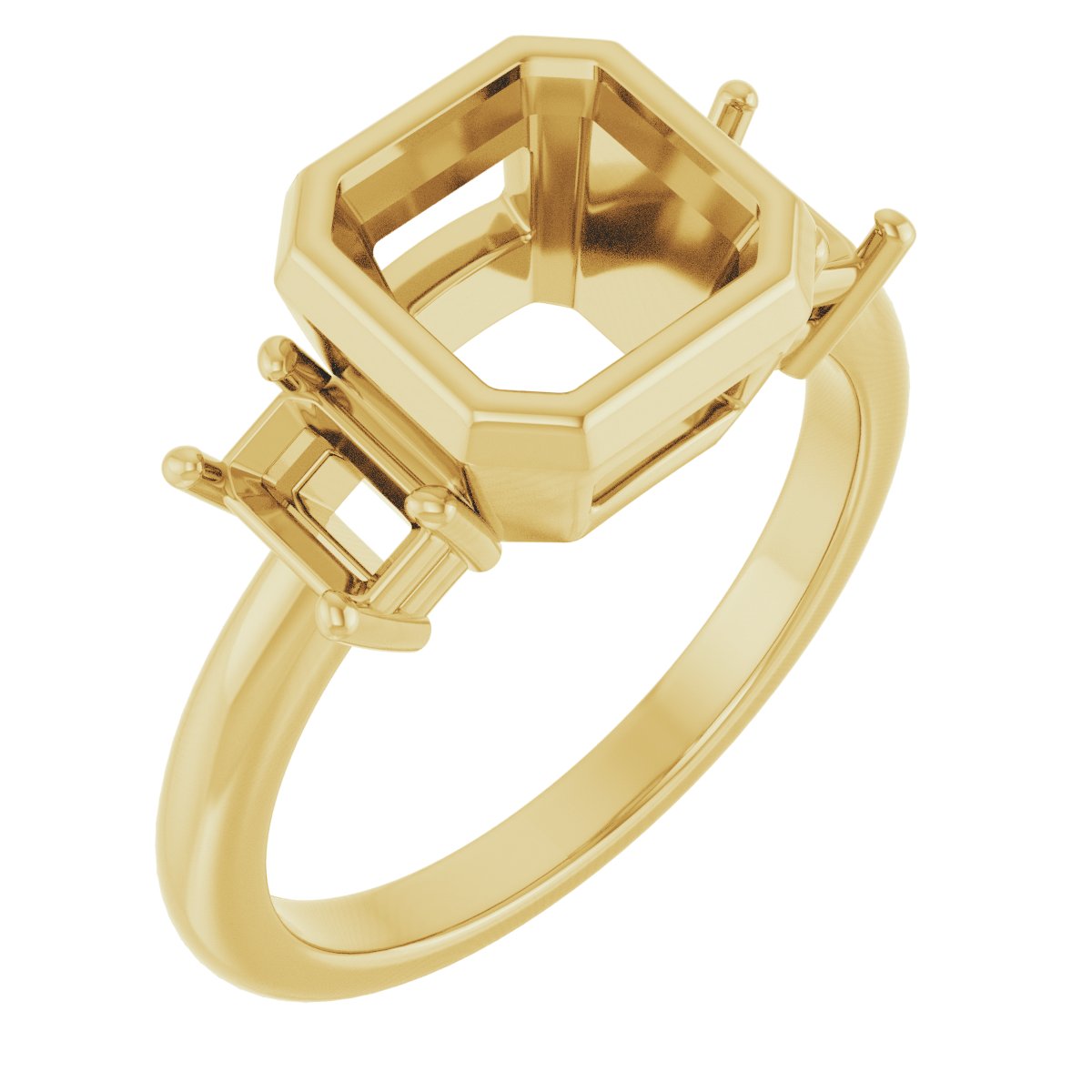 Bezel-Set Three-Stone Engagement Ring