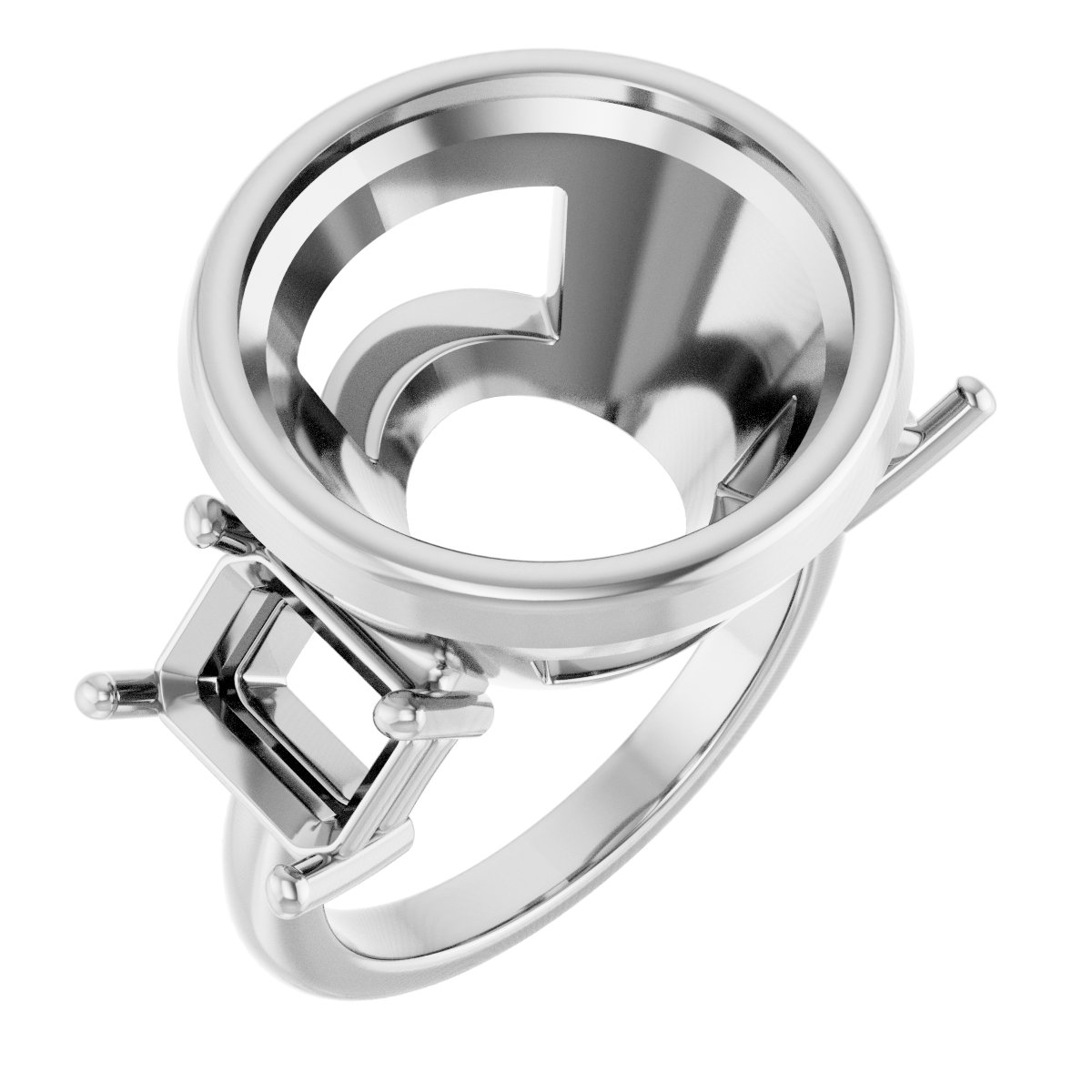 Bezel-Set Three-Stone Engagement Ring