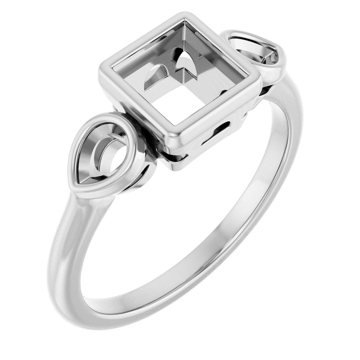 Bezel-Set Three-Stone Engagement Ring