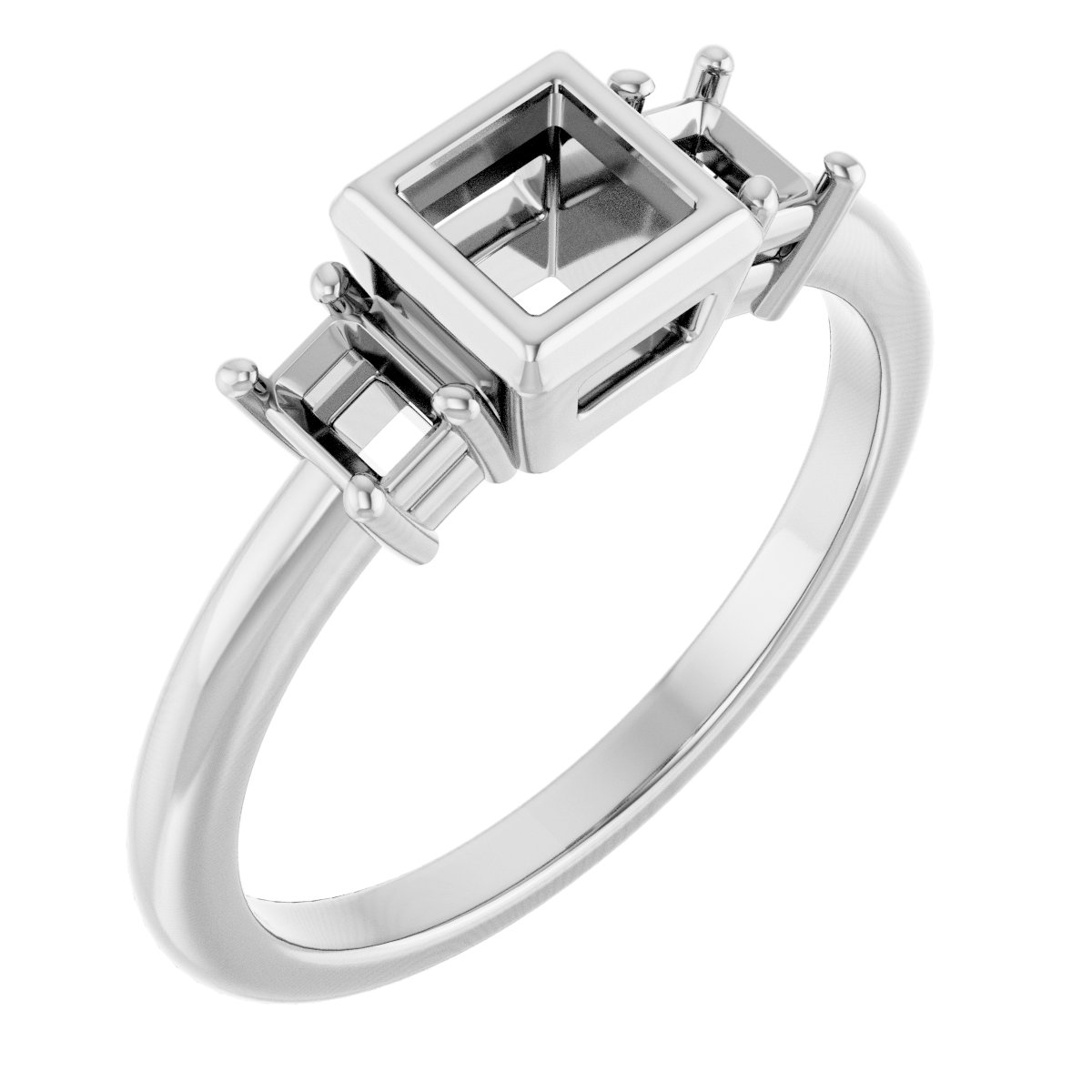 Bezel-Set Three-Stone Engagement Ring