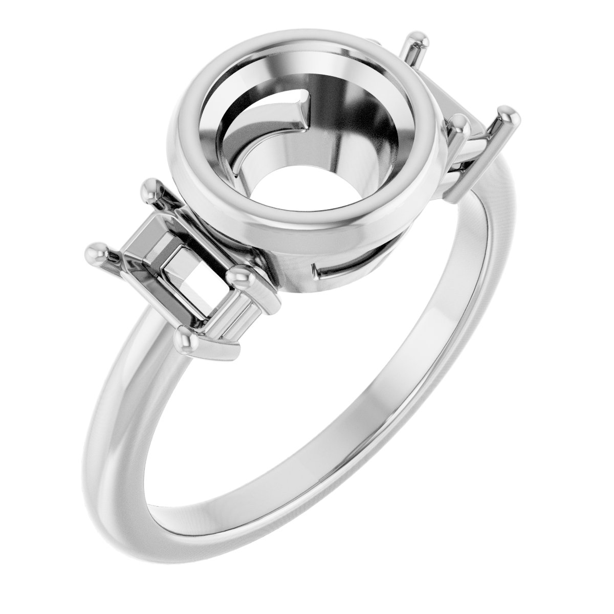 Bezel-Set Three-Stone Engagement Ring