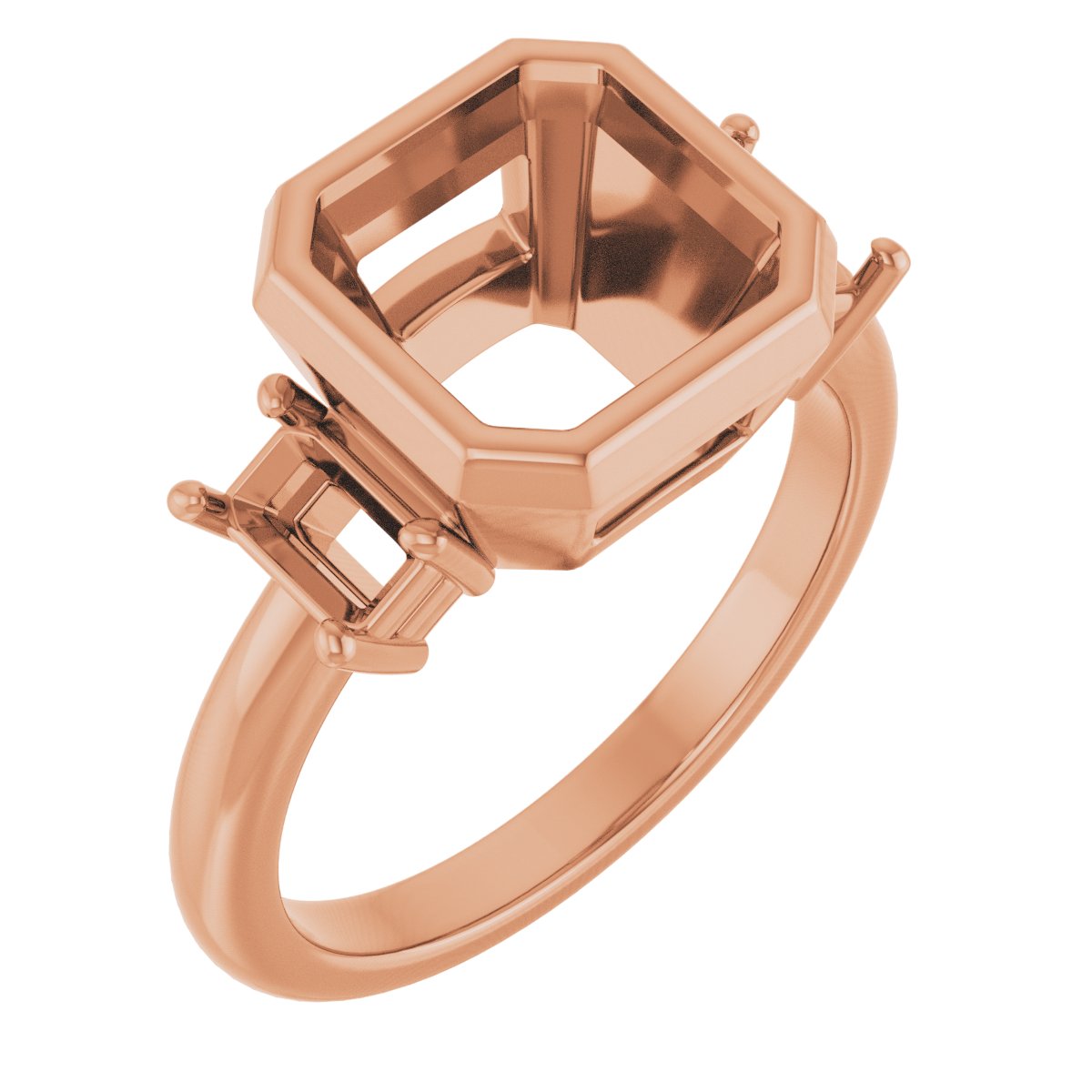 Bezel-Set Three-Stone Engagement Ring